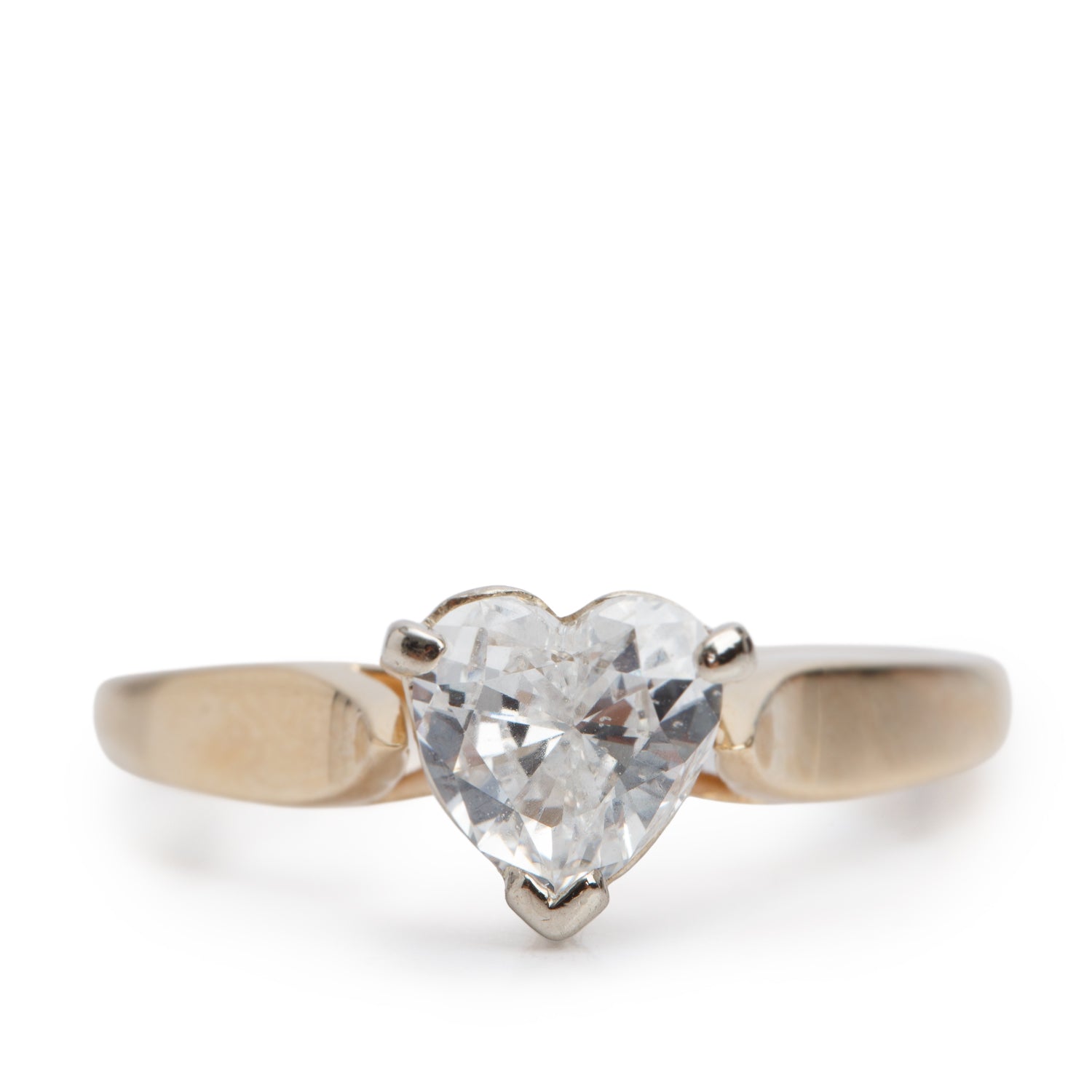 Birks 18k Yellow & White Gold 0.95 ct. Heart Shape Cut Diamond Engagement Ring, Size 7 w/ Box