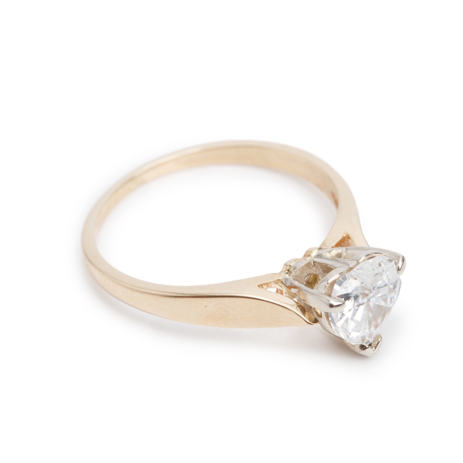 Birks 18k Yellow & White Gold 0.95 ct. Heart Shape Cut Diamond Engagement Ring, Size 7 w/ Box