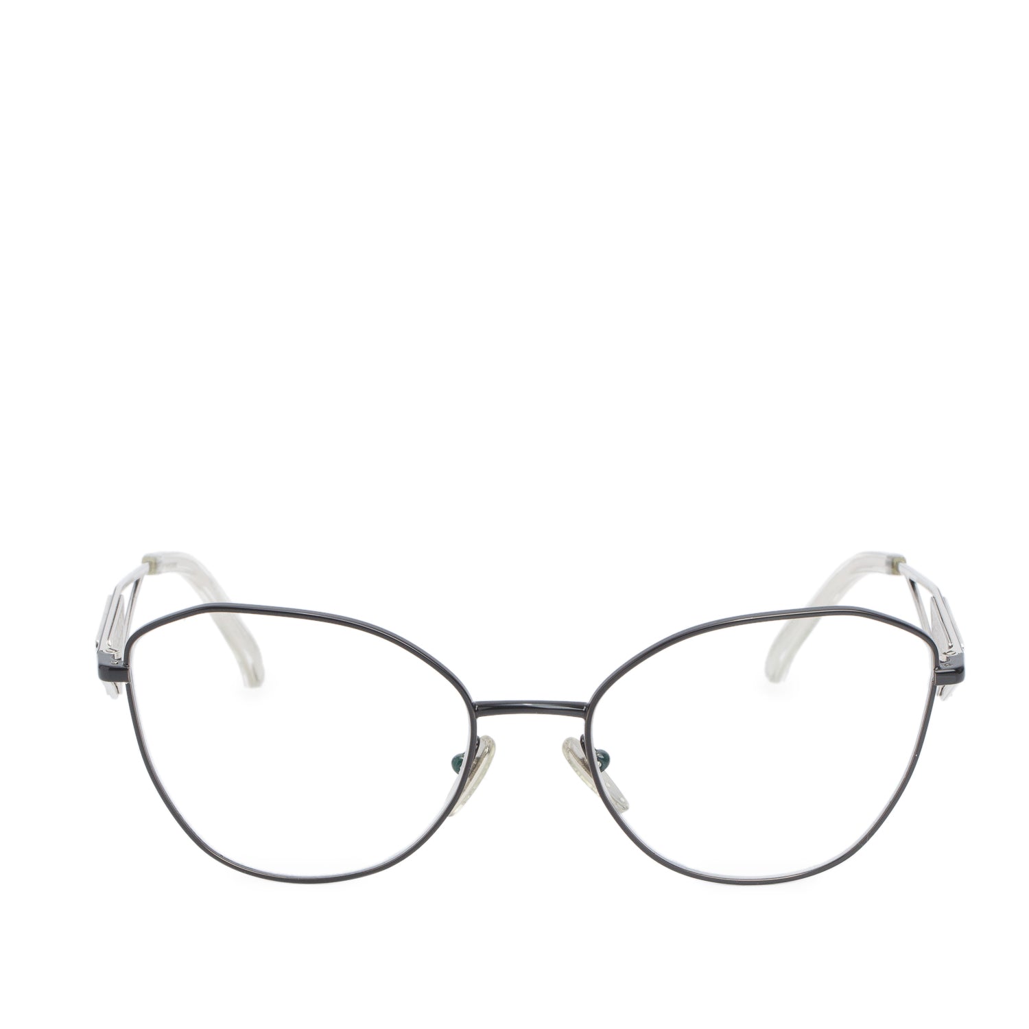 Prada VPR52Z Black Metal Triangle Logo Cat Eye Glasses w/ Box & Case