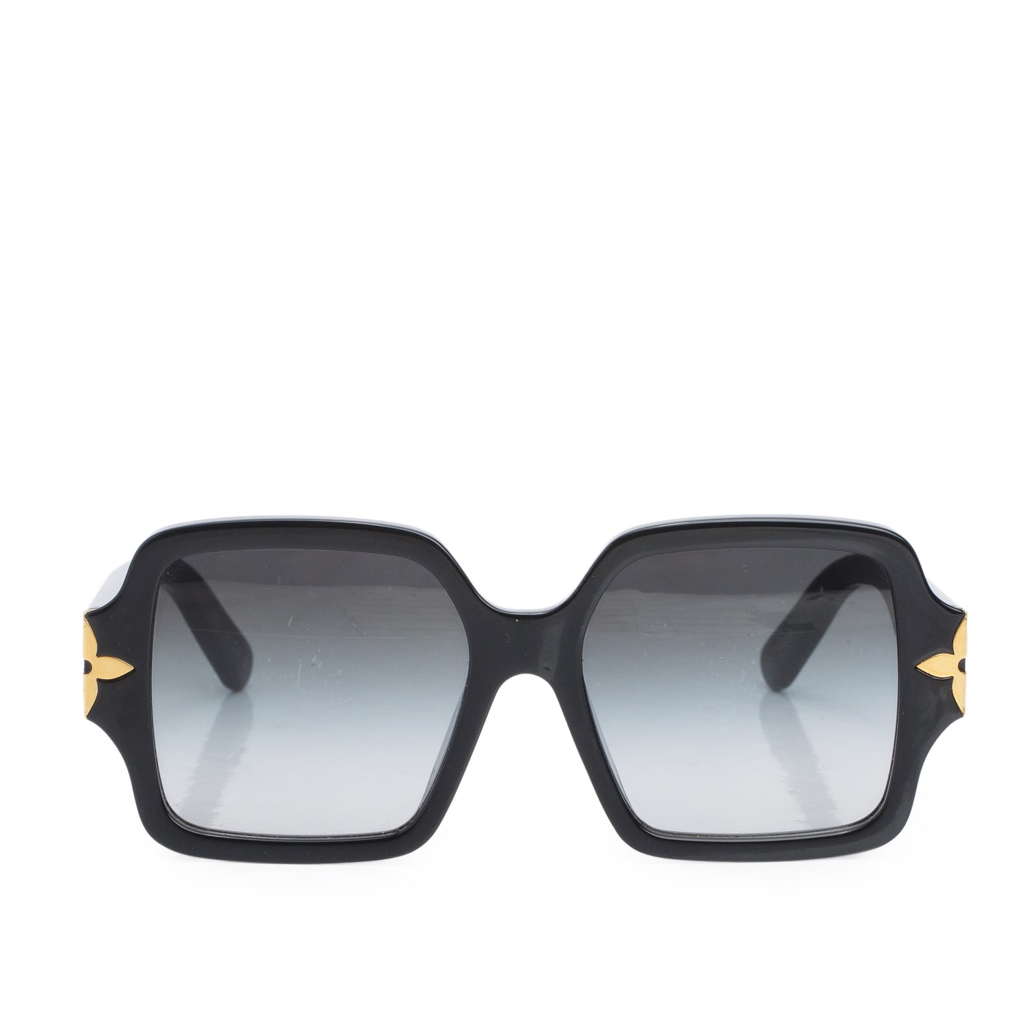 Louis Vuitton 2023 Z1750 Black Acetate My LV Flower Square Sunglasses w/ Case