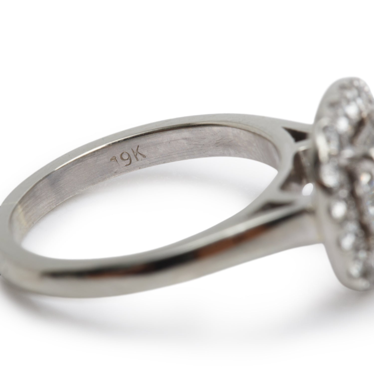19k White Gold 1.65 ct. Cushion Cut Diamond Halo Top Engagement Ring, Size 4.75