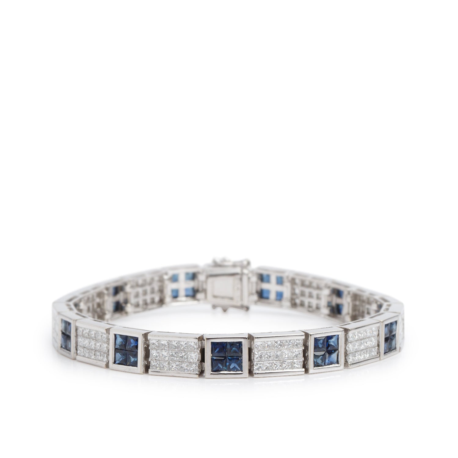 18k White Gold Sapphire &  Diamond Tennis Bracelet