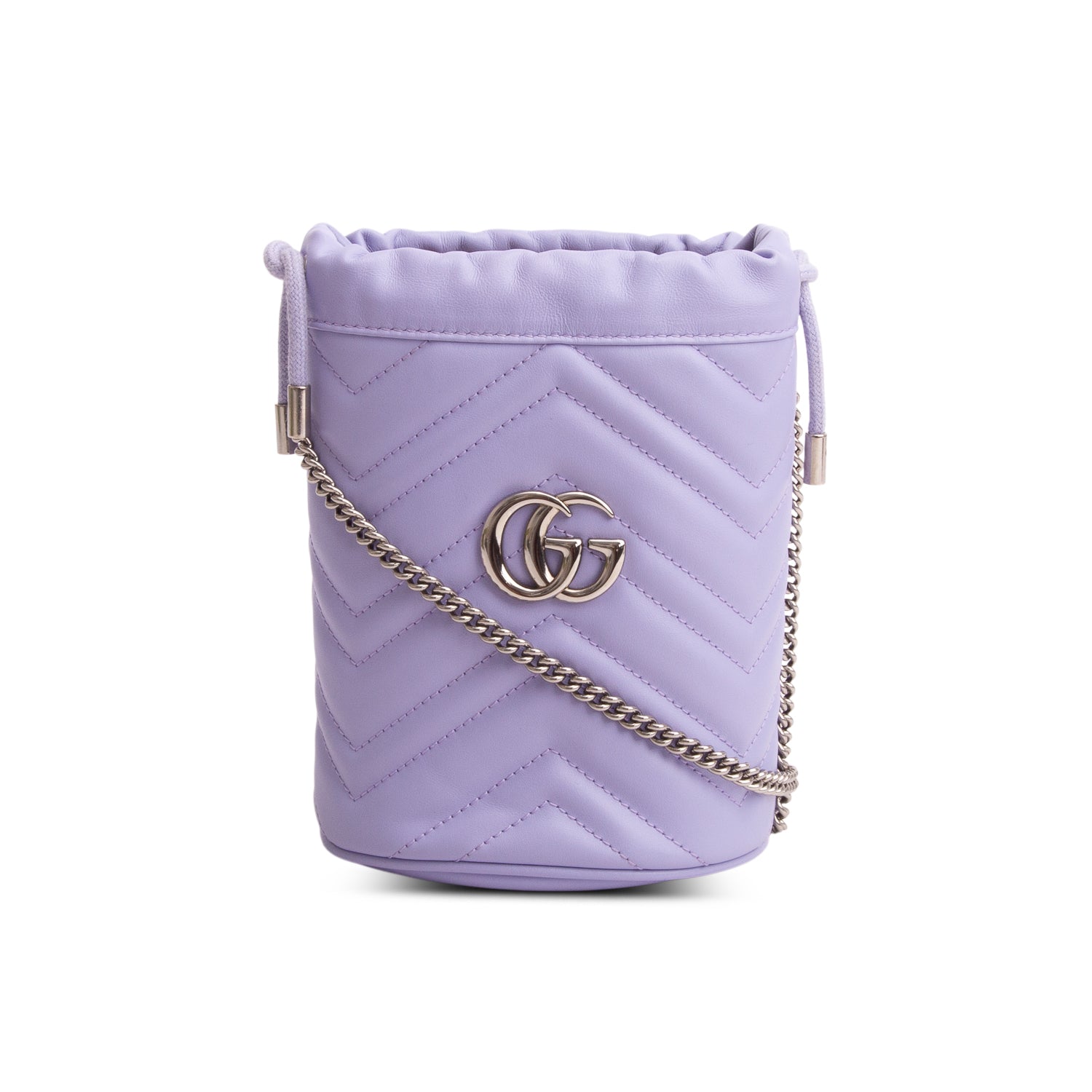 Gucci Purple Calfskin Leather GG Marmont Mini Bucket Bag w/ Box