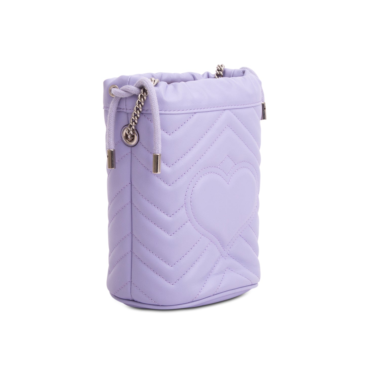 Gucci Purple Calfskin Leather GG Marmont Mini Bucket Bag w/ Box
