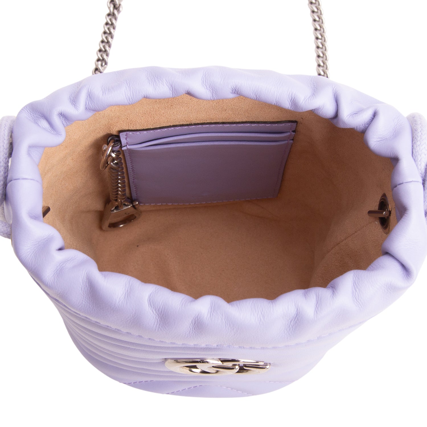 Gucci Purple Calfskin Leather GG Marmont Mini Bucket Bag w/ Box