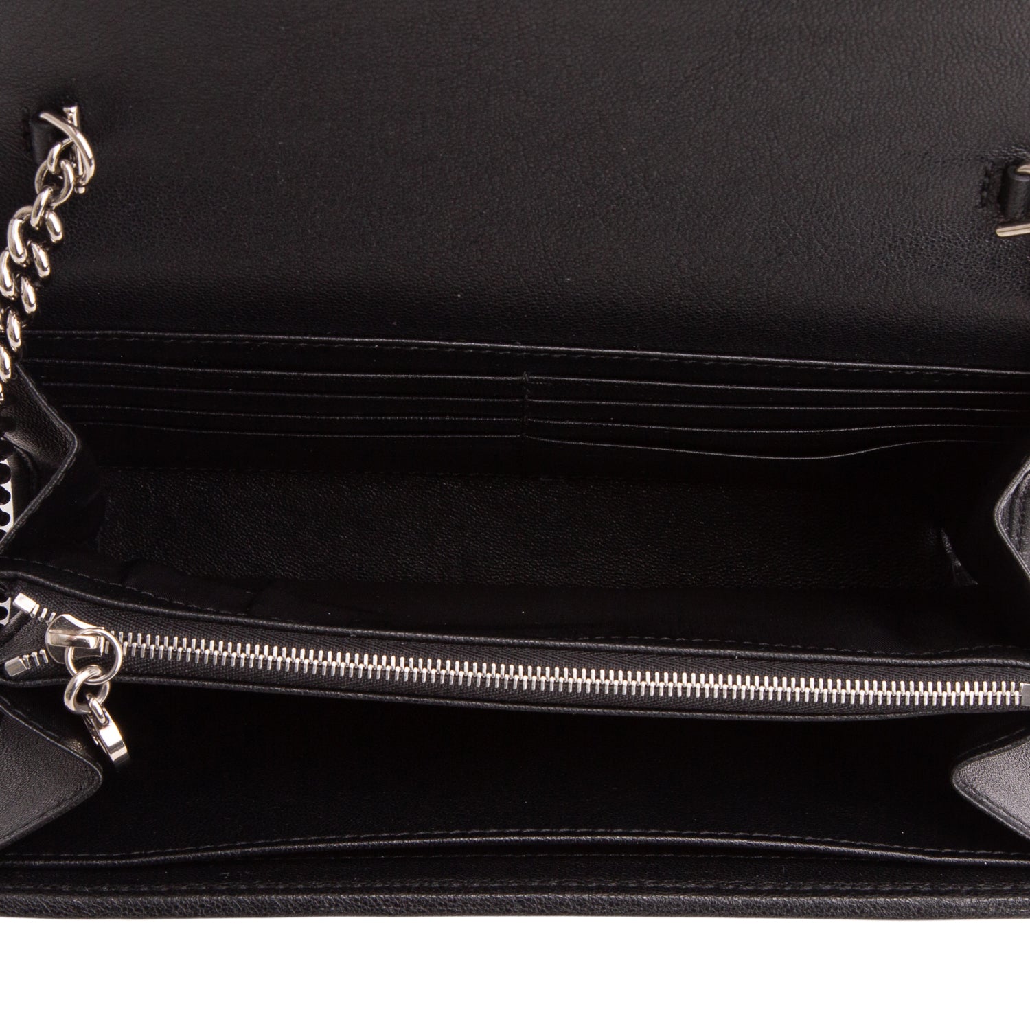 Gucci Black Calfskin Diagonal Stitched Blondie Wallet on Chain w/ Box