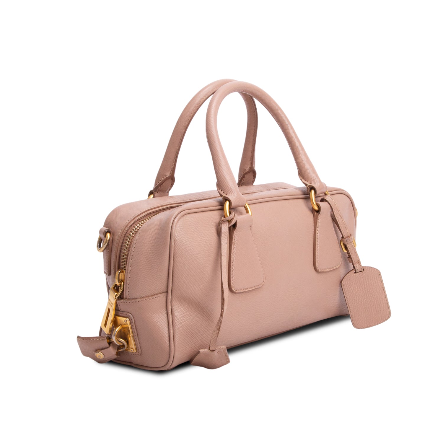 Prada Pink Saffiano Lux Small Boston w/ Strap