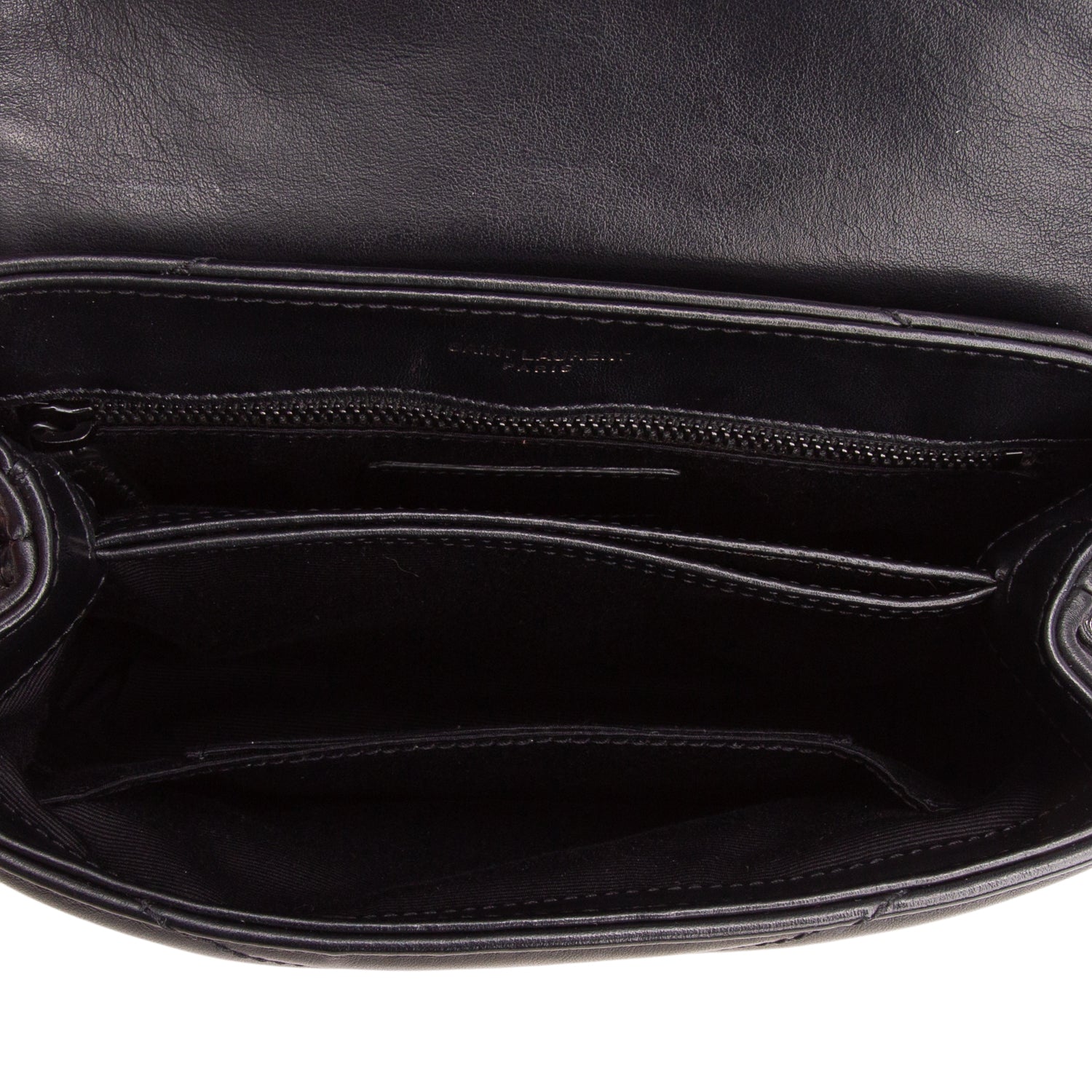 Saint Laurent Black Calfskin Y Quilted Monogram Monochrome Toy Loulou Crossbody Bag