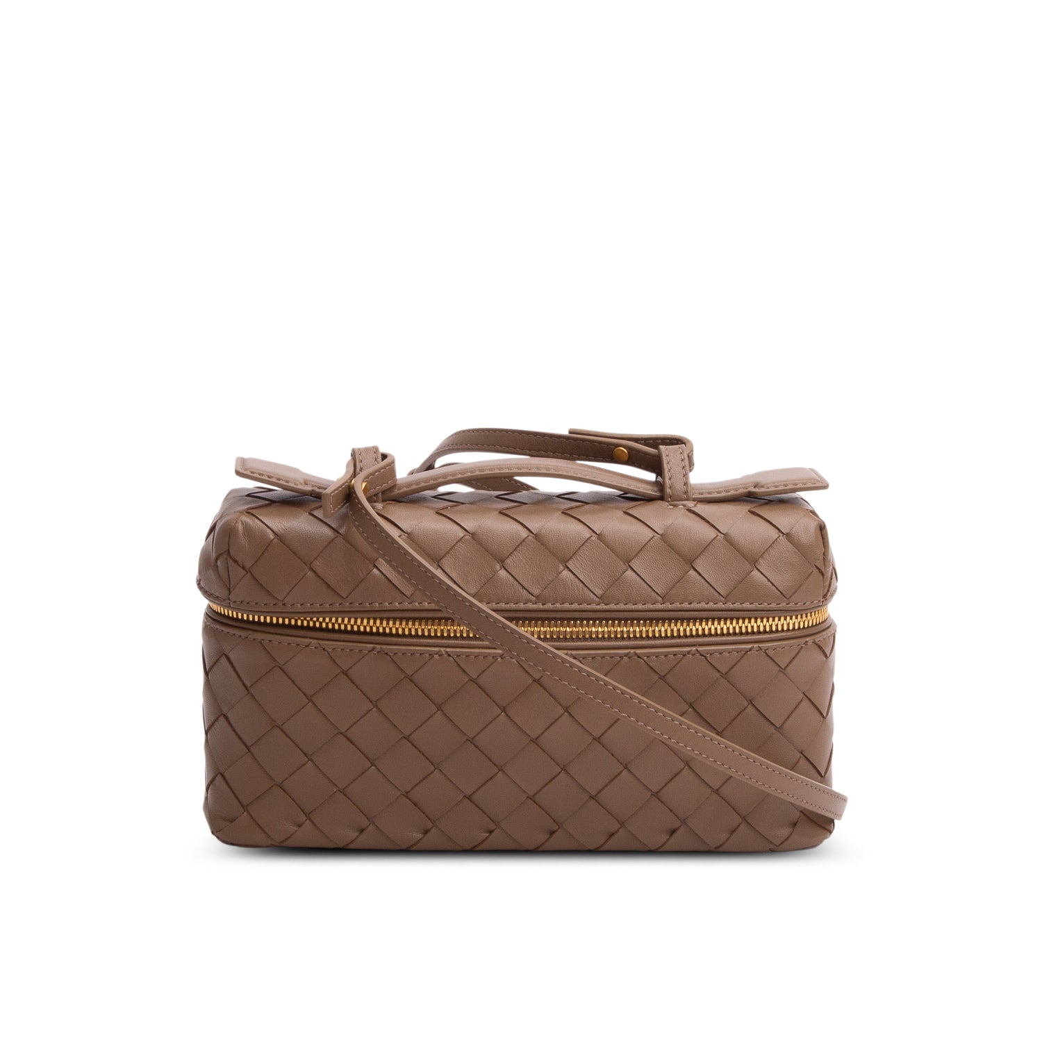 Bottega Veneta Brown Nappa Intrecciato Bang Bang Vanity Case w/ Strap