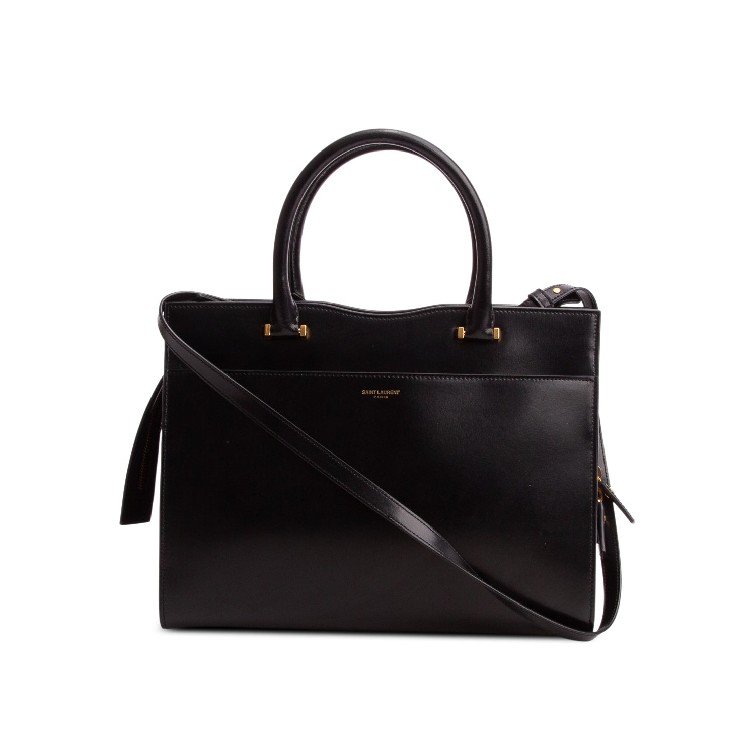 Saint Laurent Black Smooth Calfskin Uptown Cabas Tote w/ Box, Strap & Receipt