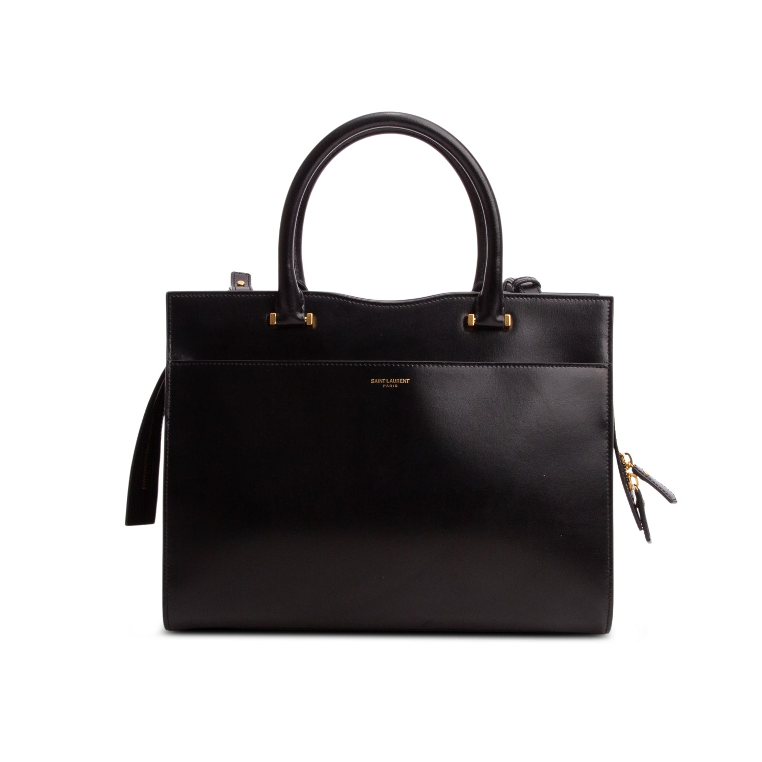 Saint Laurent Black Smooth Calfskin Uptown Cabas Tote w/ Box, Strap & Receipt
