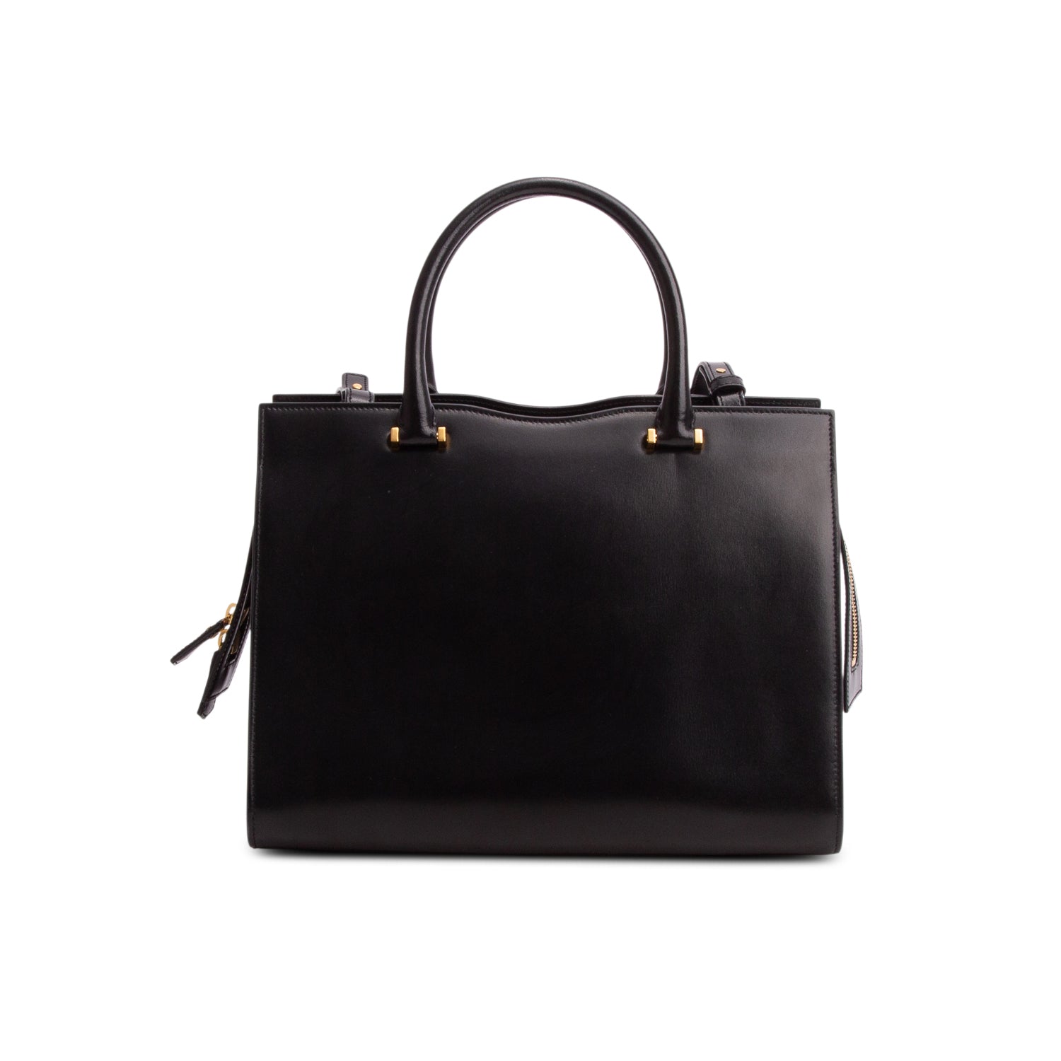 Saint Laurent Black Smooth Calfskin Uptown Cabas Tote w/ Box, Strap & Receipt