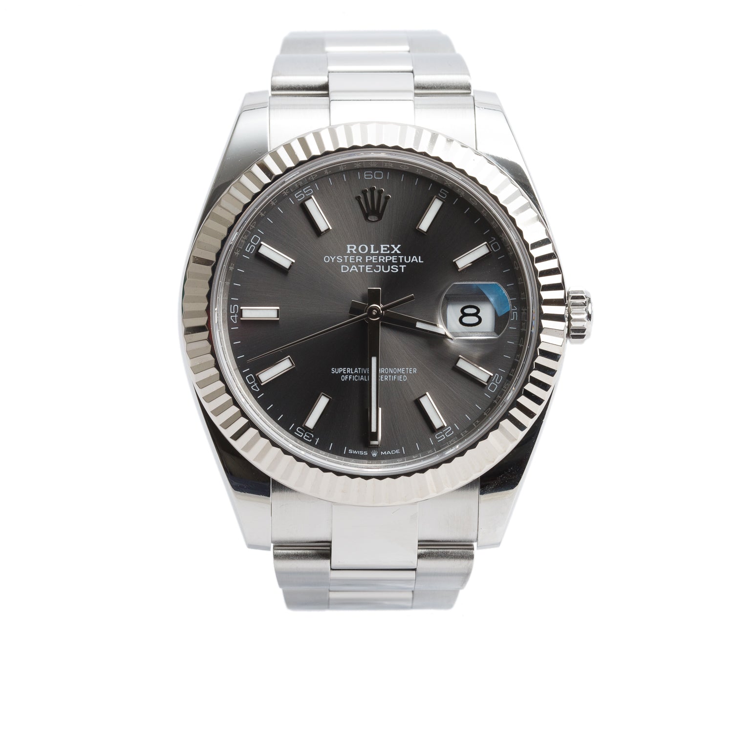 Rolex 2021 Stainless Steel Oyster Perpetual Datejust 41 MM Watch Slate Dial 126334 w/ Box & Papers