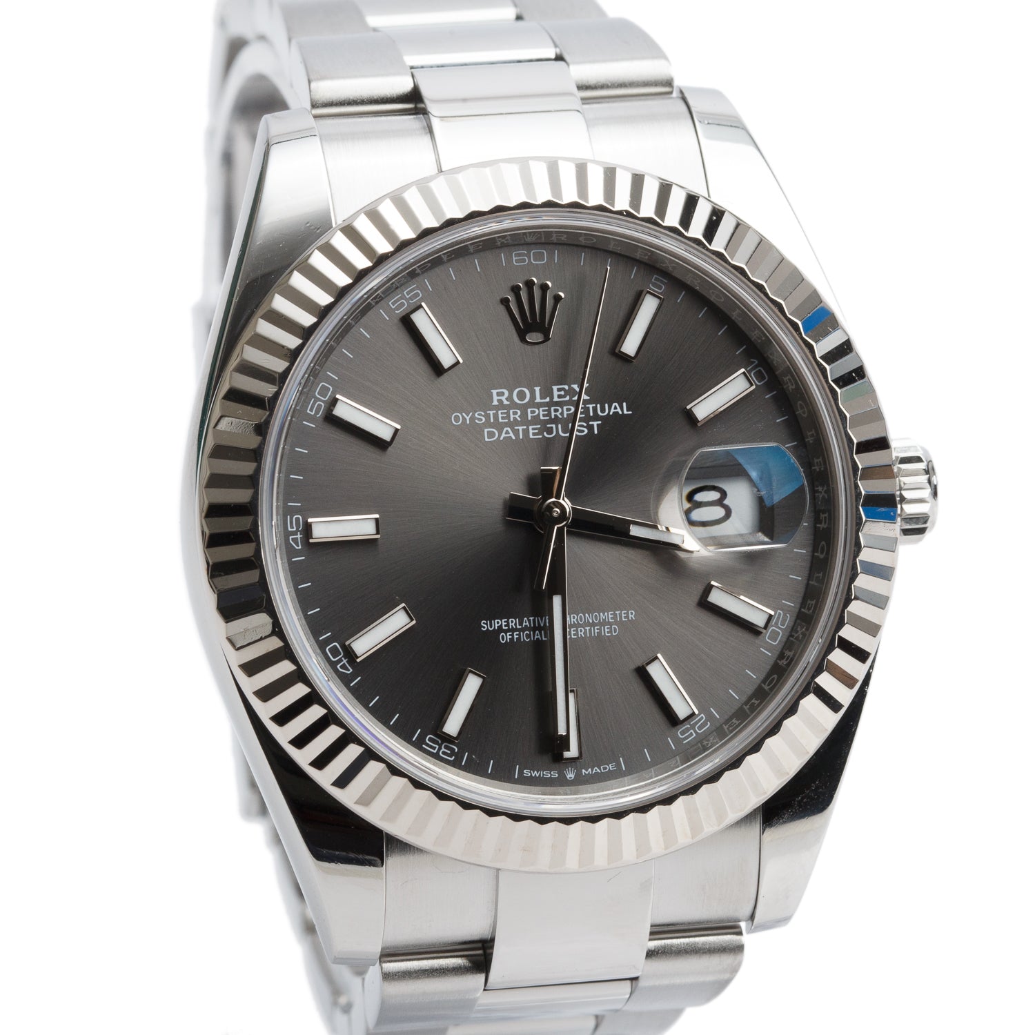 Rolex 2021 Stainless Steel Oyster Perpetual Datejust 41 MM Watch Slate Dial 126334 w/ Box & Papers