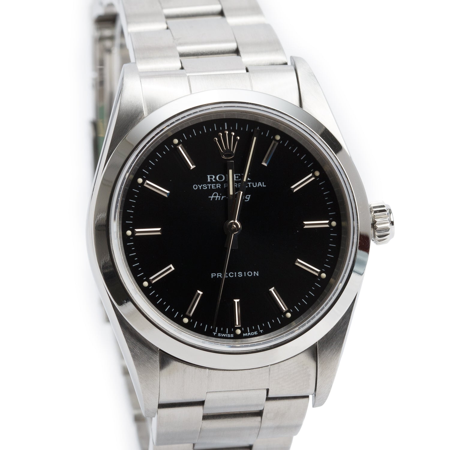 Rolex Stainless Steel Oyster Perpetual Air King 34 MM Watch Black Dial 14000