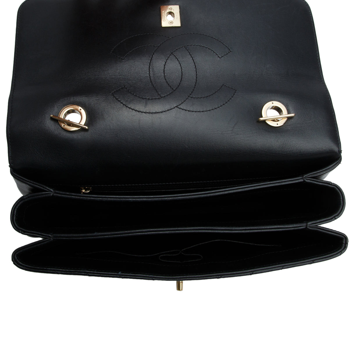 Chanel Black Chevron Quilted Lambskin Trendy CC Medium Top Handle Flap Bag