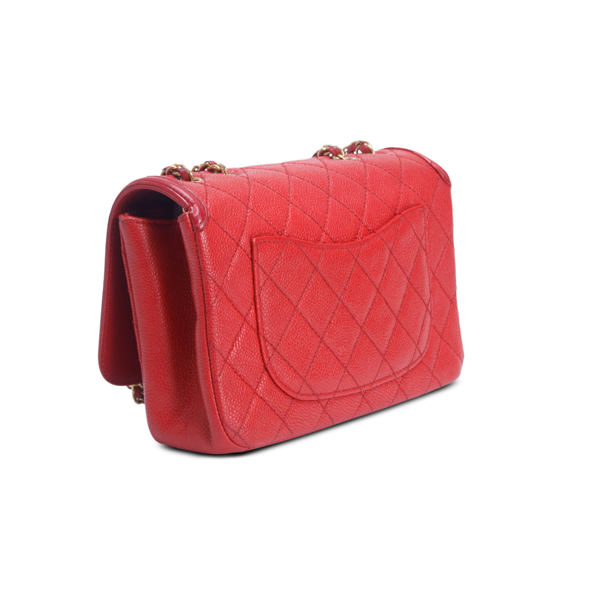 Chanel Red Caviar Quilted Leather CC Filigree Small Flap Bag