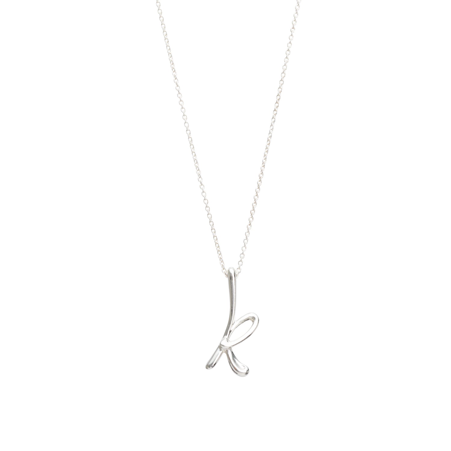 Tiffany & Co. Elsa Peretti Sterling Silver Small Alphabet Letter "K" Pendant Necklace