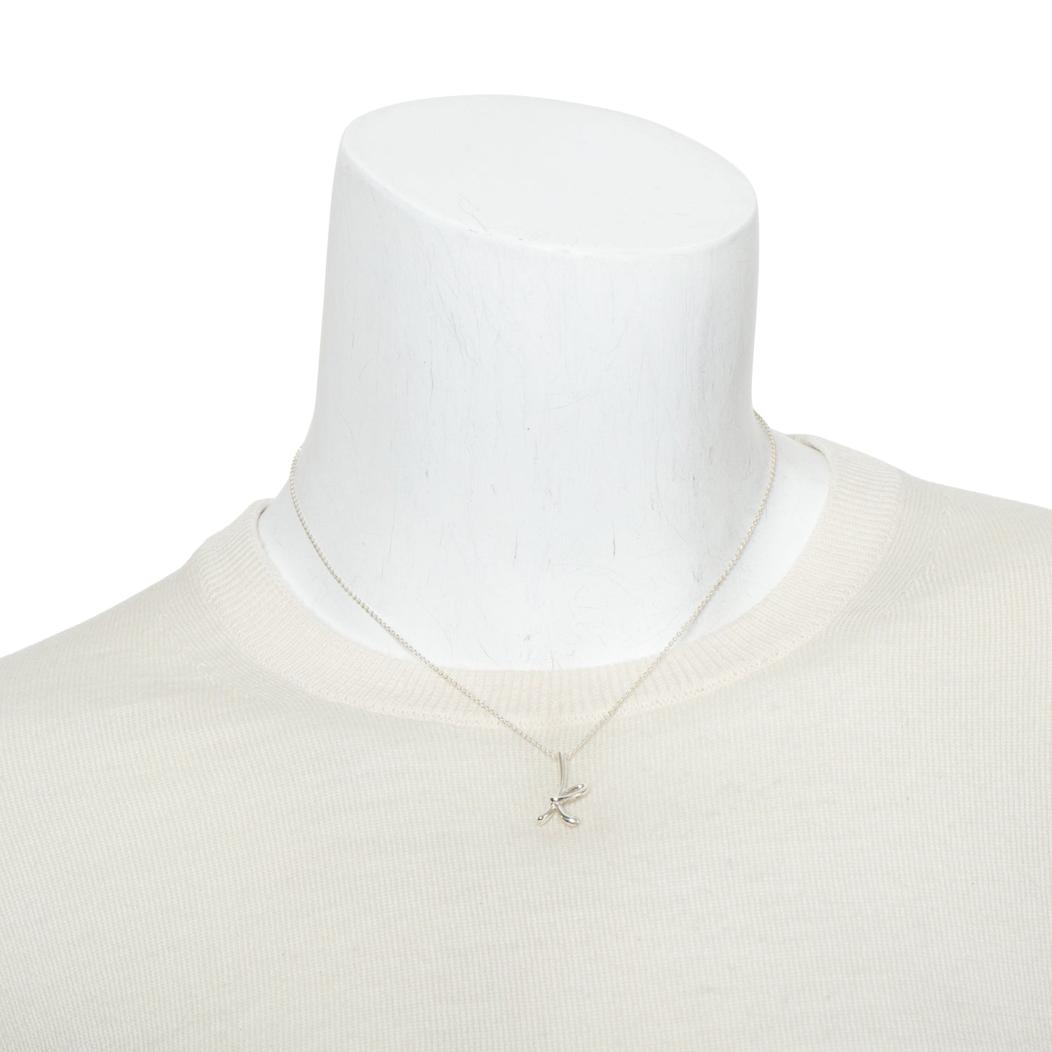Tiffany & Co. Elsa Peretti Sterling Silver Small Alphabet Letter "K" Pendant Necklace