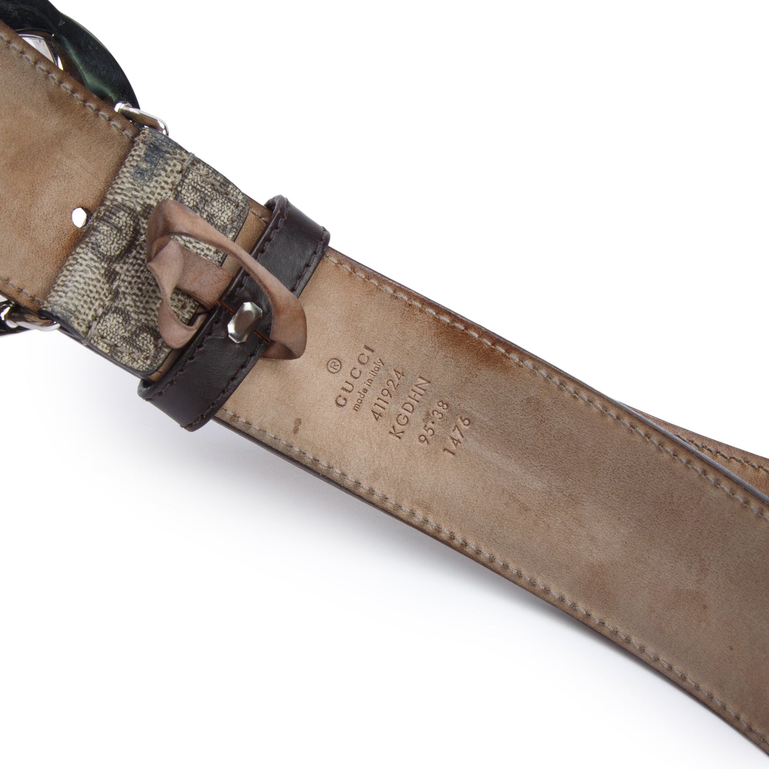 Gucci Beige GG Supreme Canvas Interlocking G Belt 95 38 w/ Box