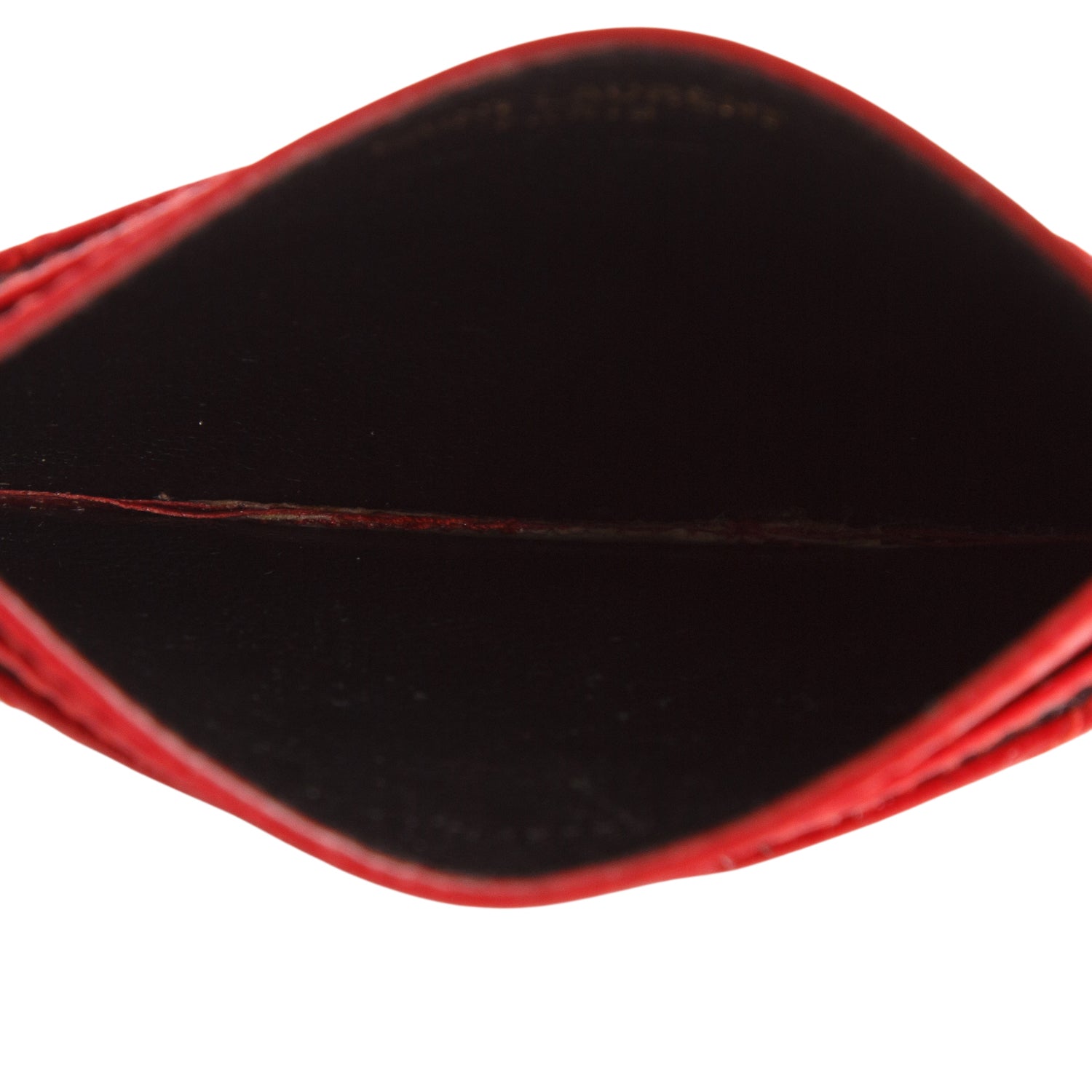 Saint Laurent Red Grain de Poudre Chevron Cassandre Card Holder w/ Box
