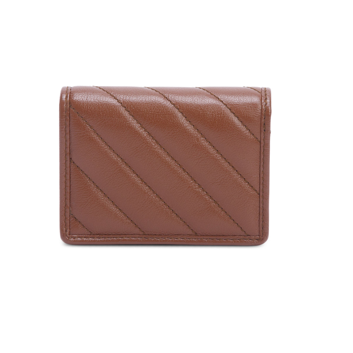 Gucci Brown Diagonal Quilted GG Marmont Leather Card Case Wallet