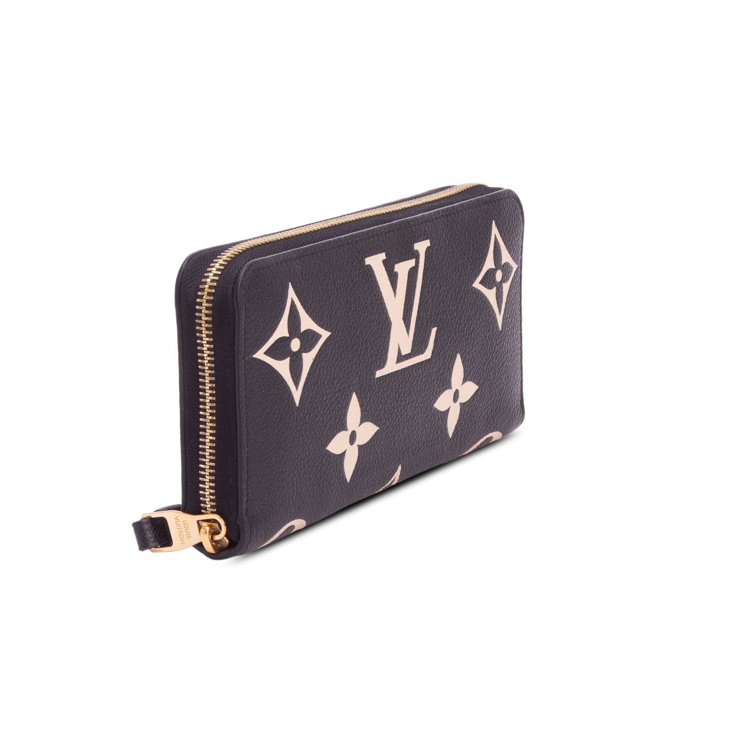 Louis Vuitton Black Beige Monogram Giant Bicolor Empreinte Leather Zippy Wallet