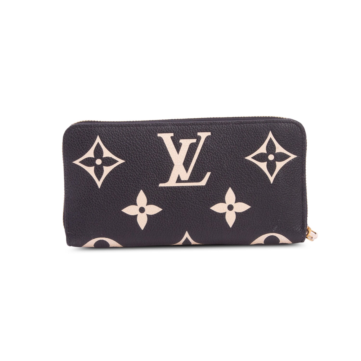 Louis Vuitton Black Beige Monogram Giant Bicolor Empreinte Leather Zippy Wallet