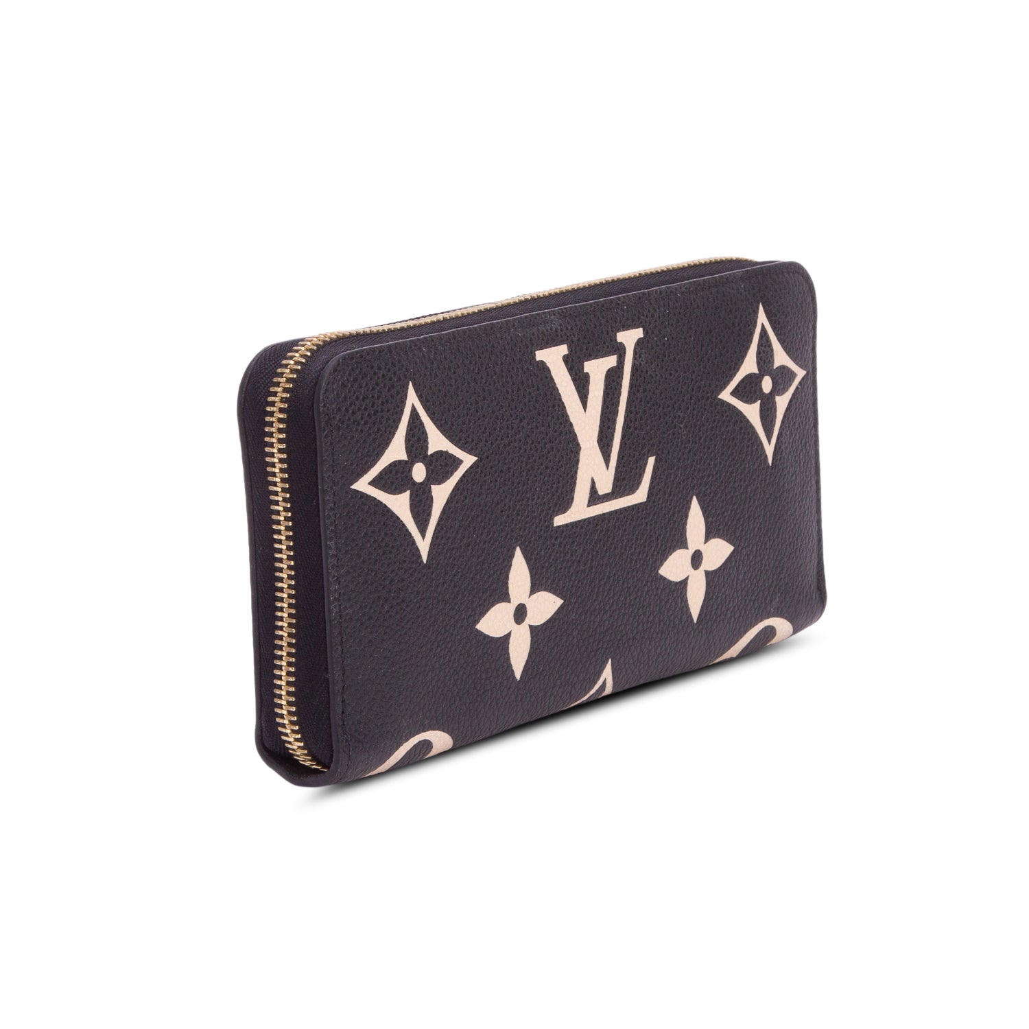 Louis Vuitton Black Beige Monogram Giant Bicolor Empreinte Leather Zippy Wallet