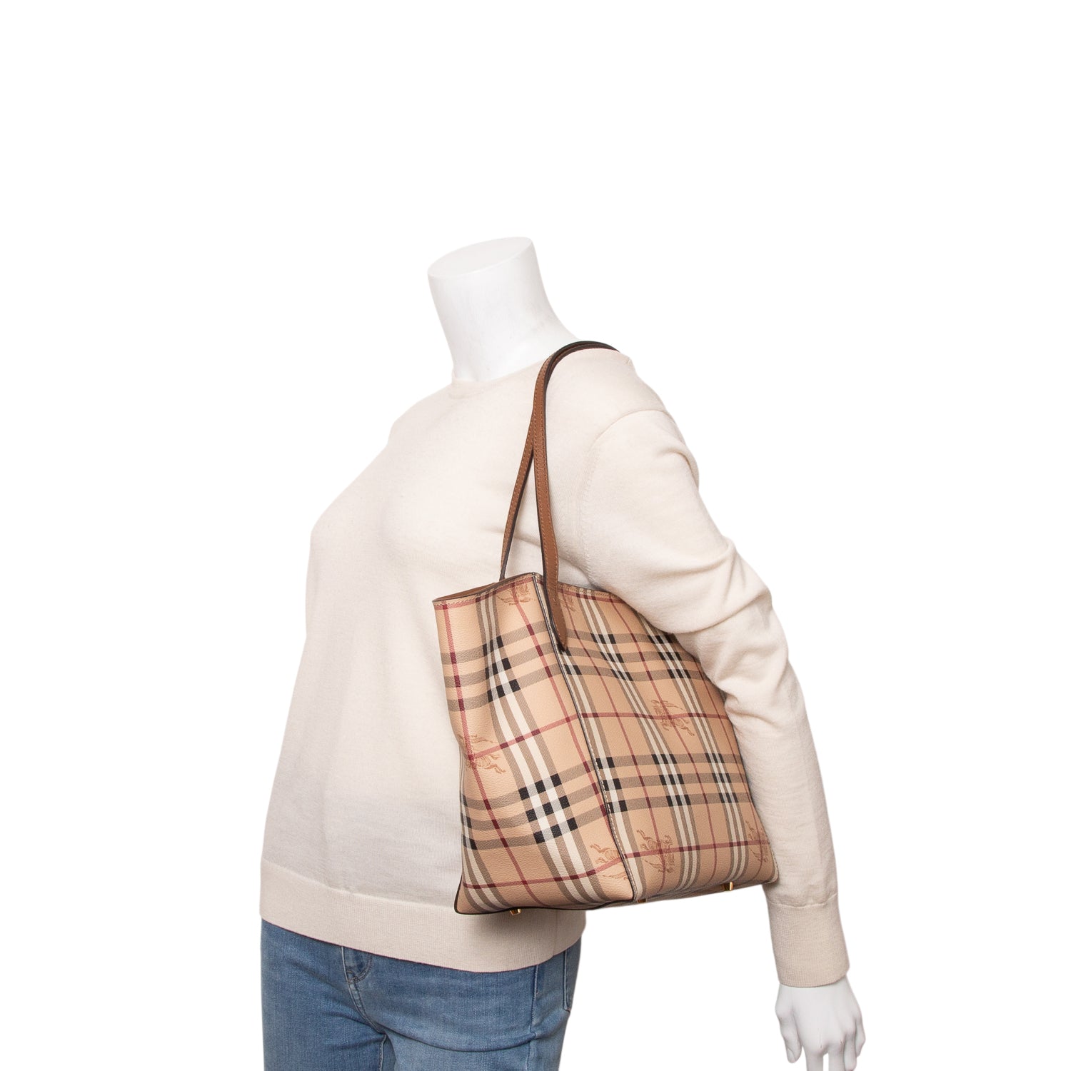 Burberry Beige Haymarket Check Canvas London Tote