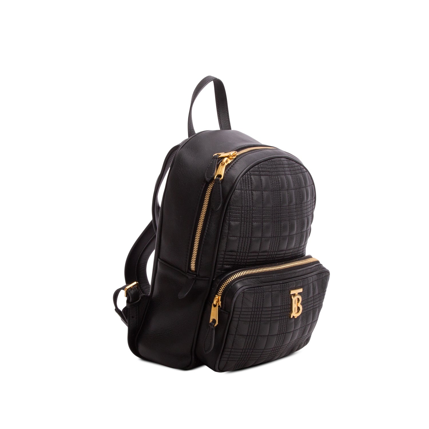 Burberry Black Quilted Leather TB Zip Pocket Backpack