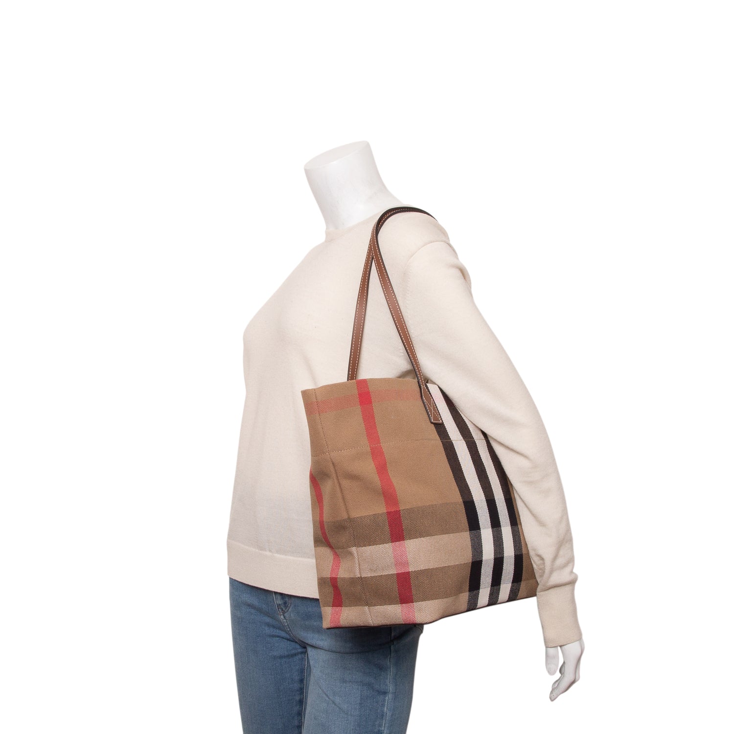Burberry Brown Giant Check Canvas Medium London Tote