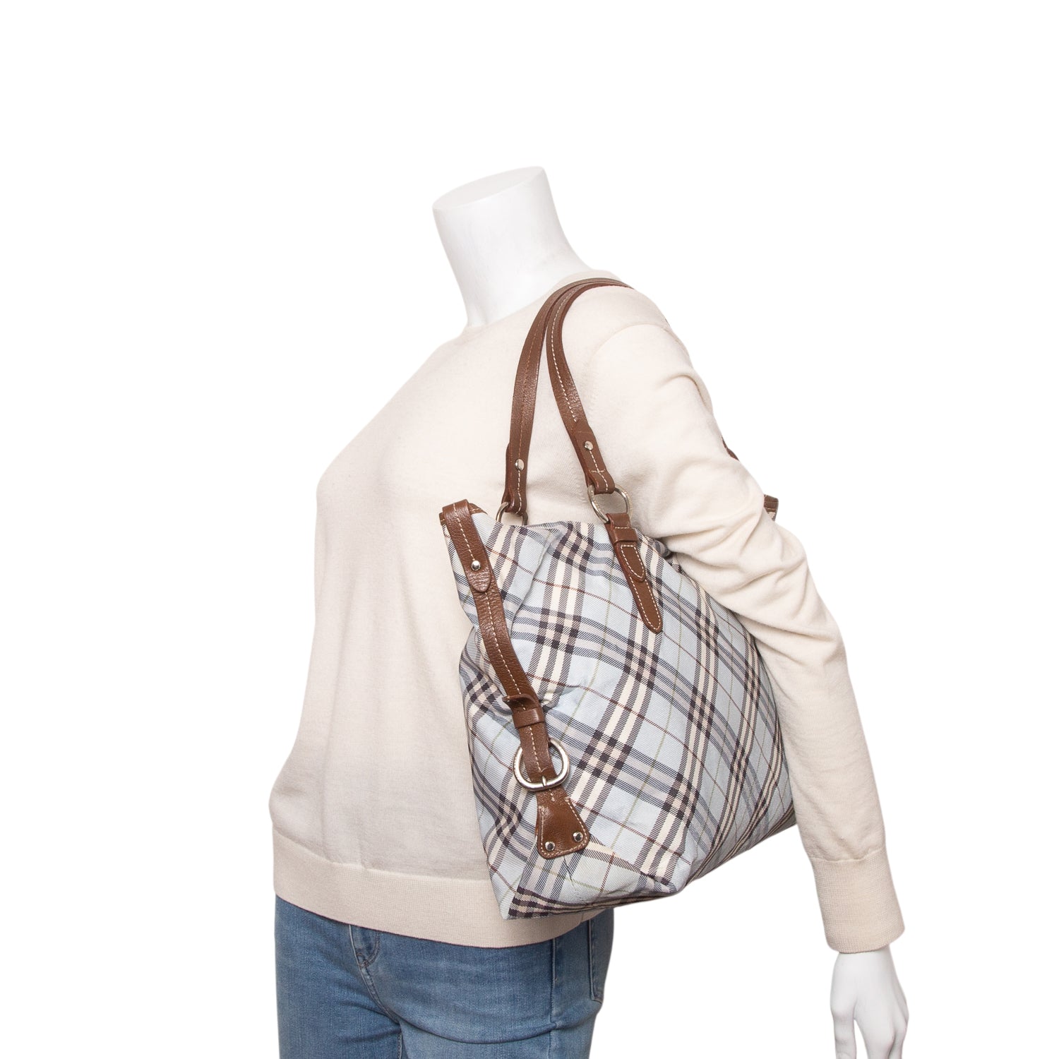 Burberry Blue Vintage House Check Tote