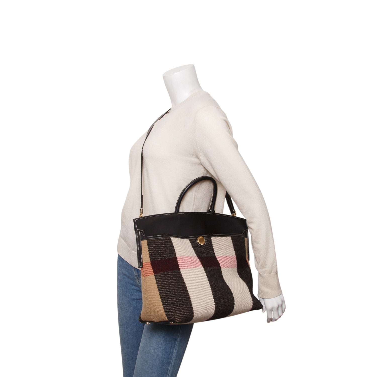 Burberry Nova Check Wool Society Tote w/ Strap