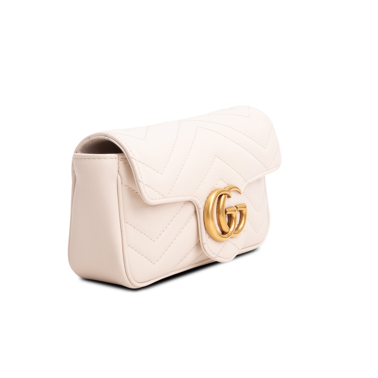 Gucci 2021 White GG Marmont Matelasse Leather Super Mini Bag  w/ Box