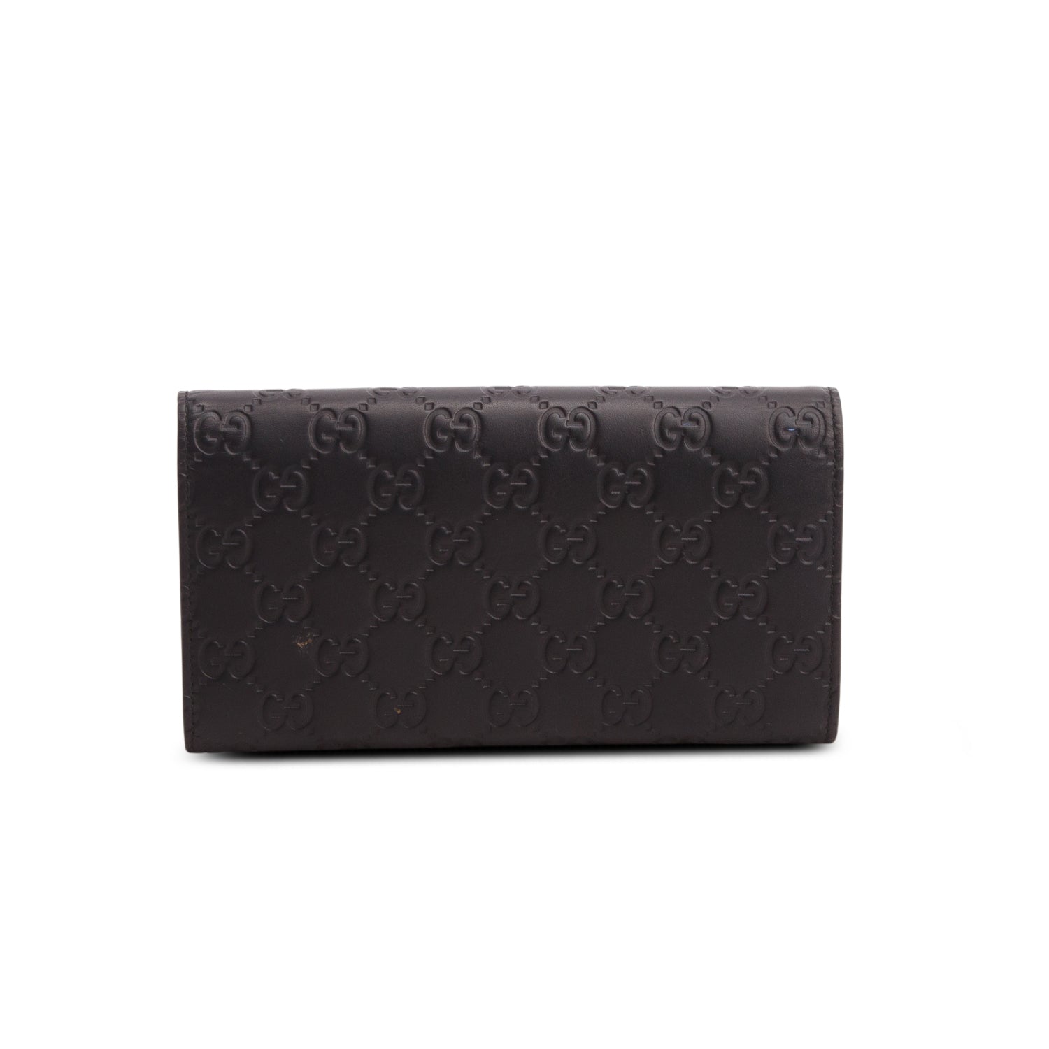 Gucci Black Leather Signature Crystal Cat Continental Flap Wallet w/ Box