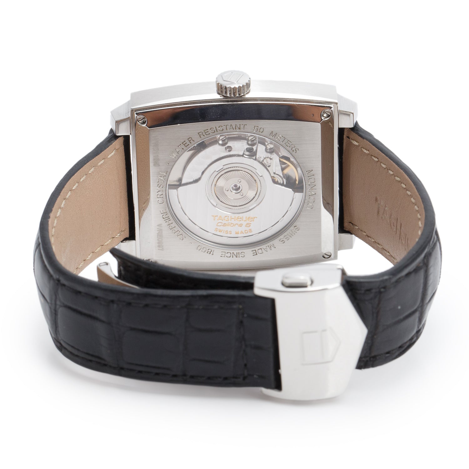 Tag Heuer Stainless Steel Monaco 37 MM Automatic Watch Black Dial WW2110-0