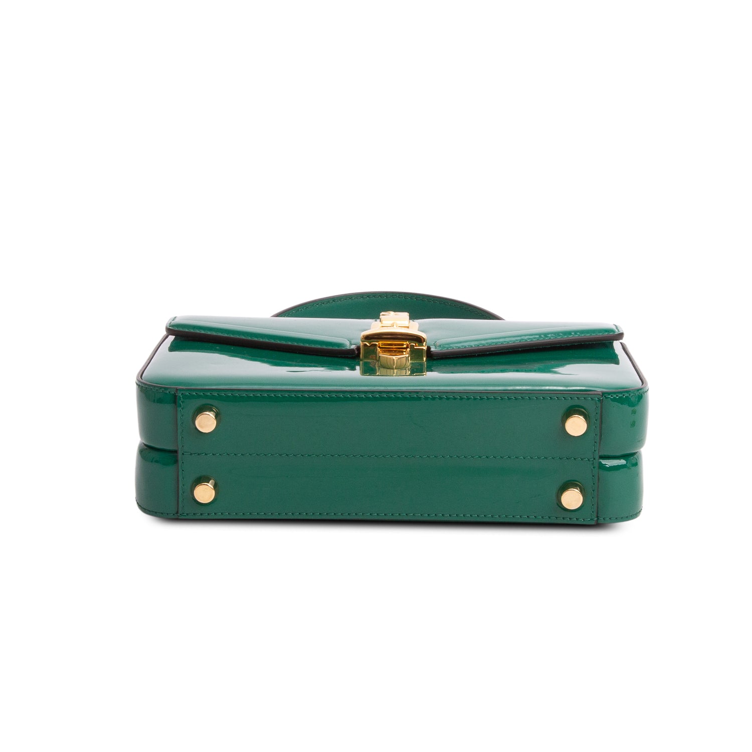 Gucci Green Mousse Top Patent Small Sylvie 1969 Small Top Handle Bag w/ Chain