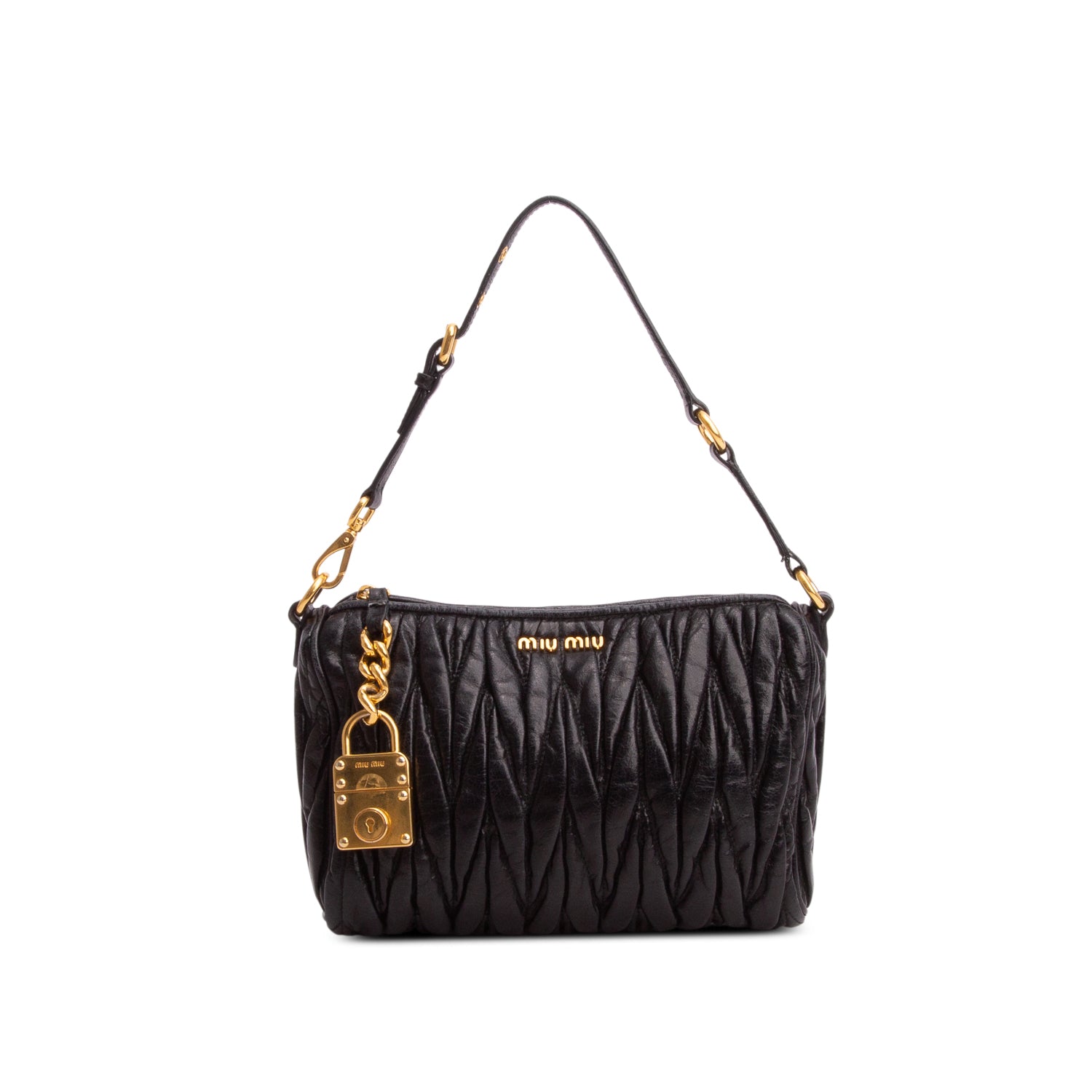 Miu Miu Black Nappa Matelasse Lux Shoulder Bag