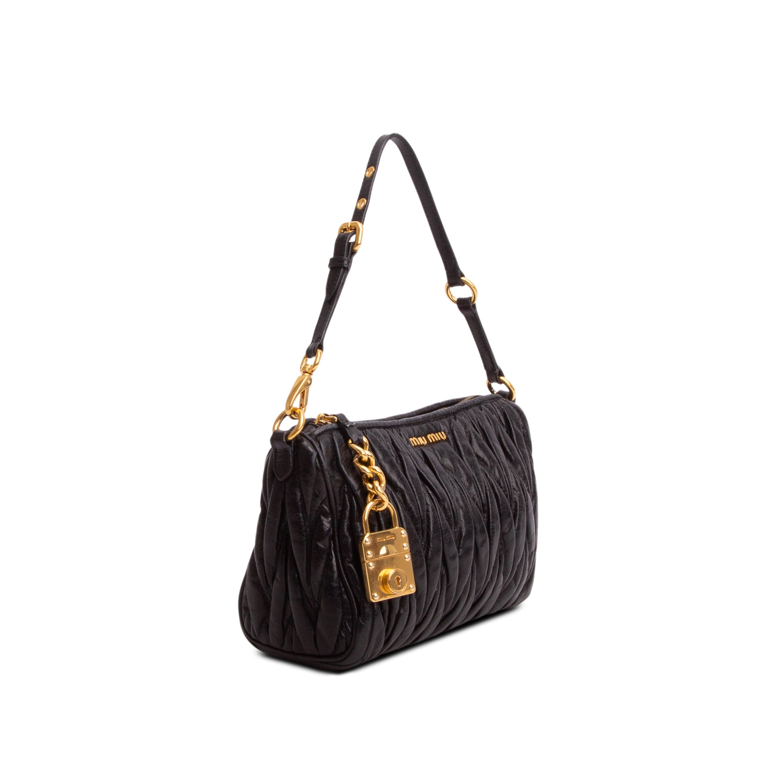 Miu Miu Black Nappa Matelasse Lux Shoulder Bag