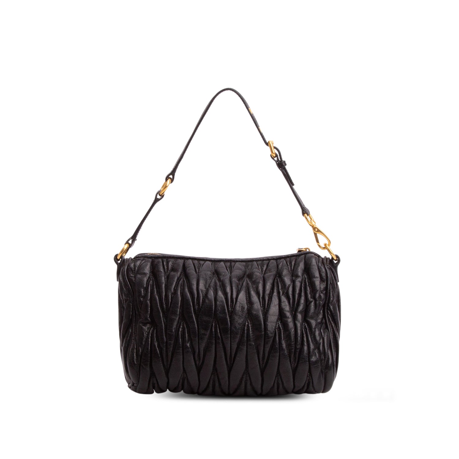 Miu Miu Black Nappa Matelasse Lux Shoulder Bag