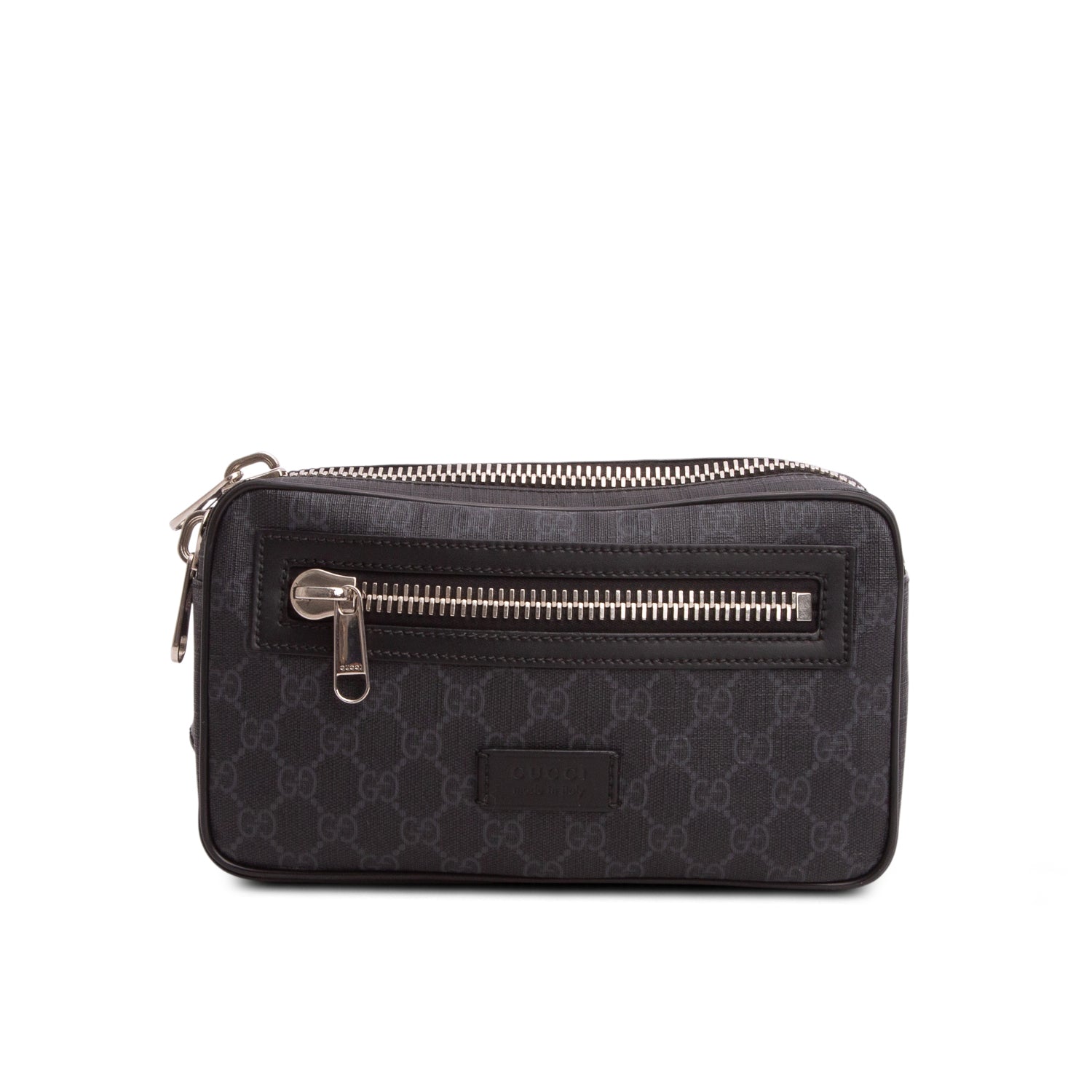Gucci Black Soft GG Supreme Monogram Web Belt Bag