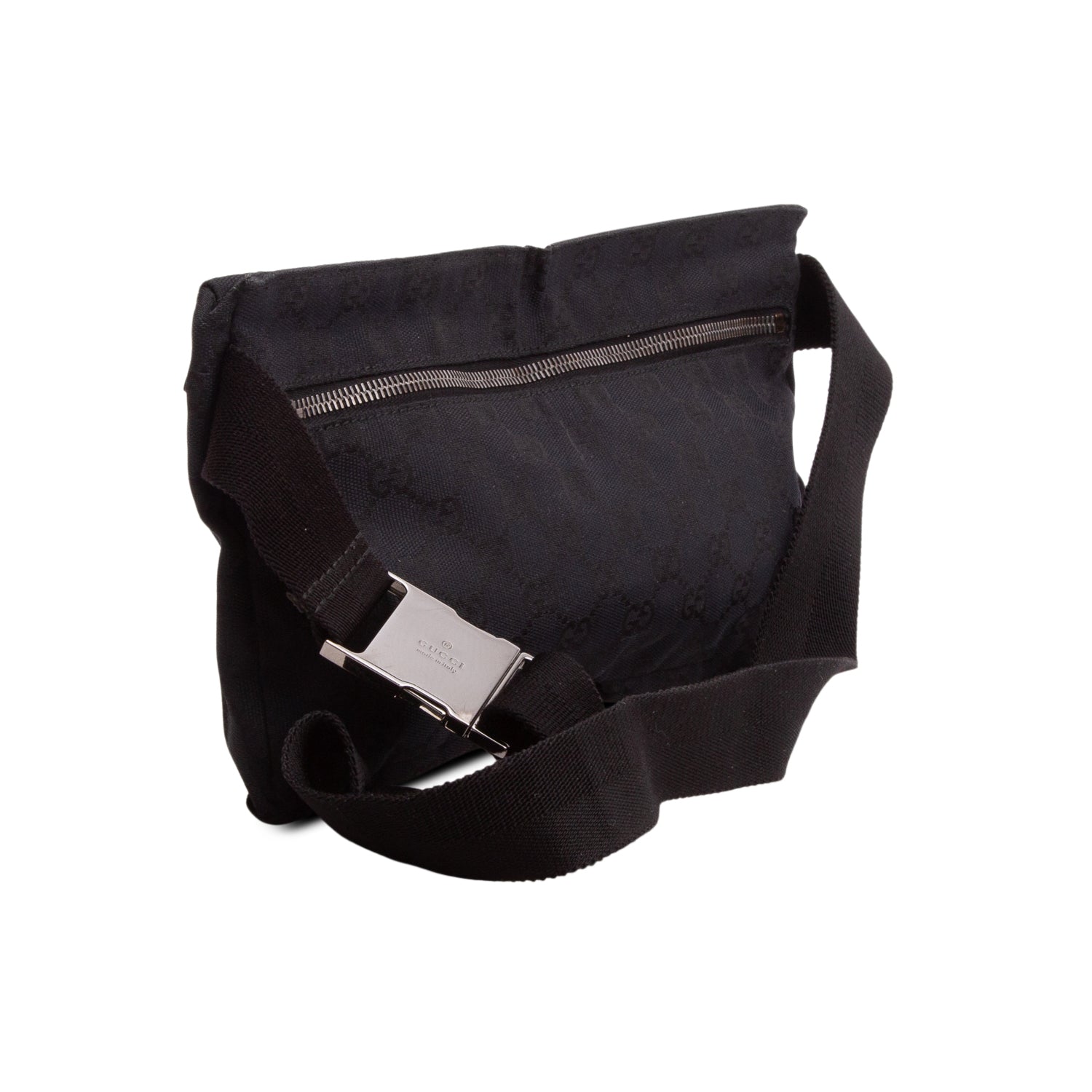 Gucci Black GG Canvas Double Pocket Belt Bag