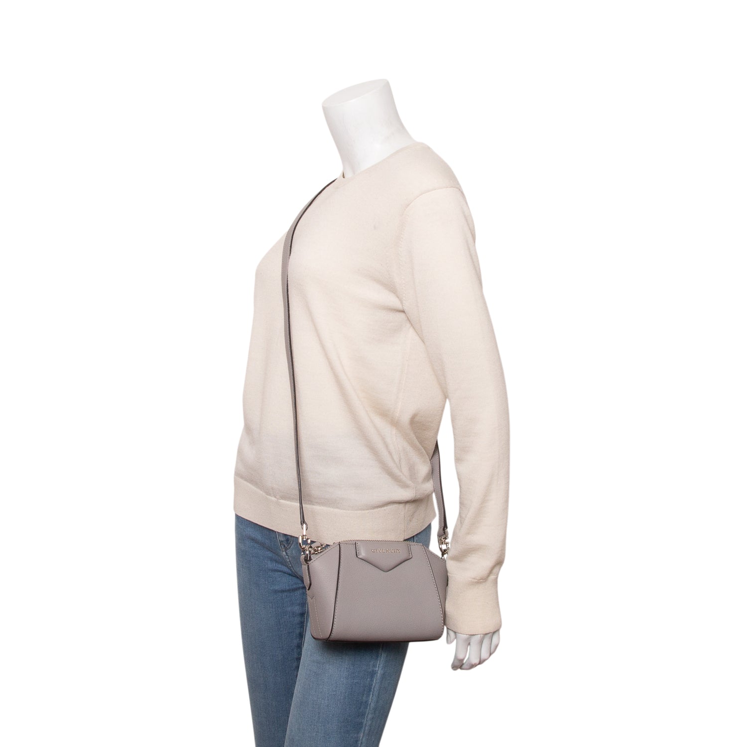 Givenchy 2020 Grey Sugar Goatskin Leather Nano Antigona Crossbody Bag