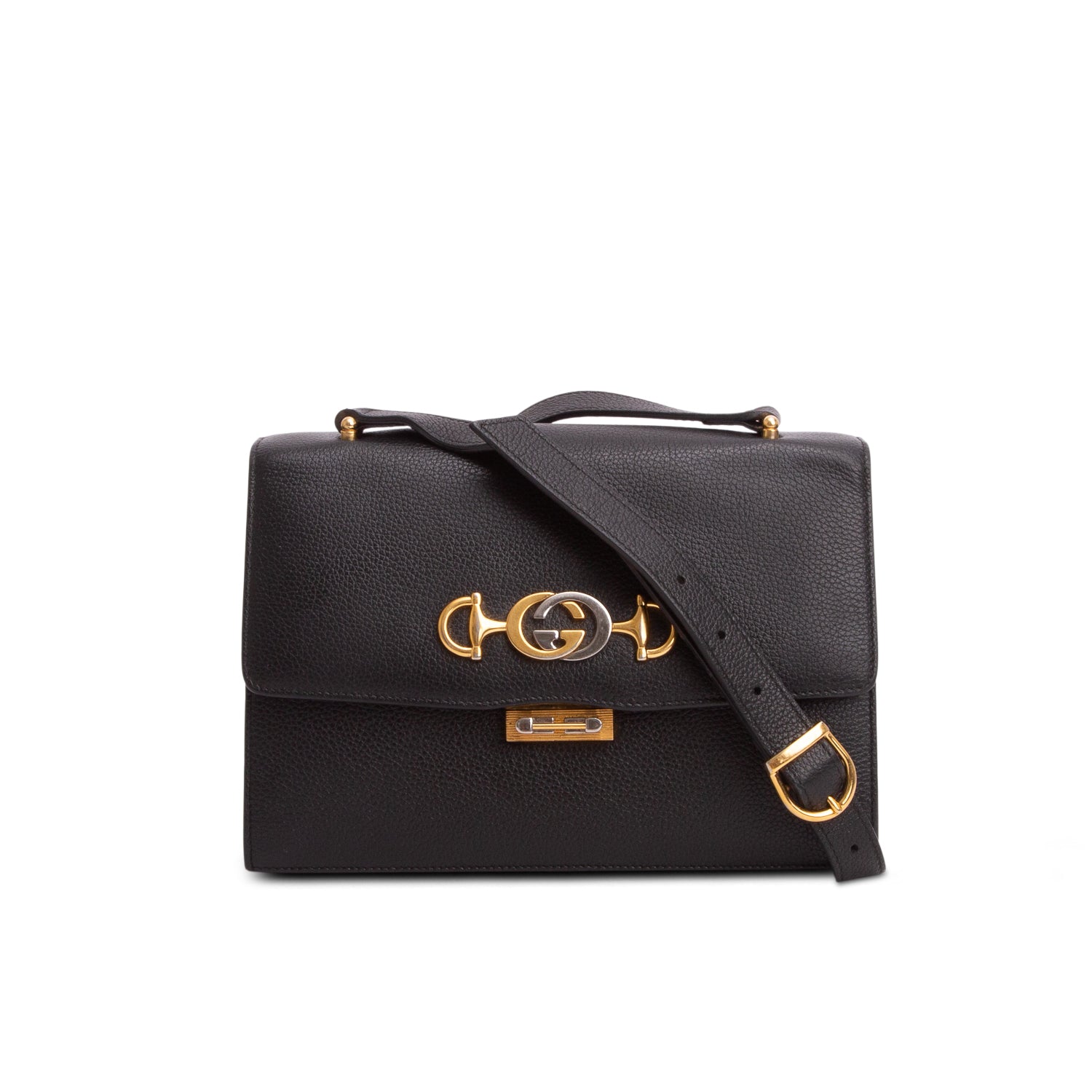 Gucci Black Grainy Calfskin Leather Small Zumi Shoulder Bag