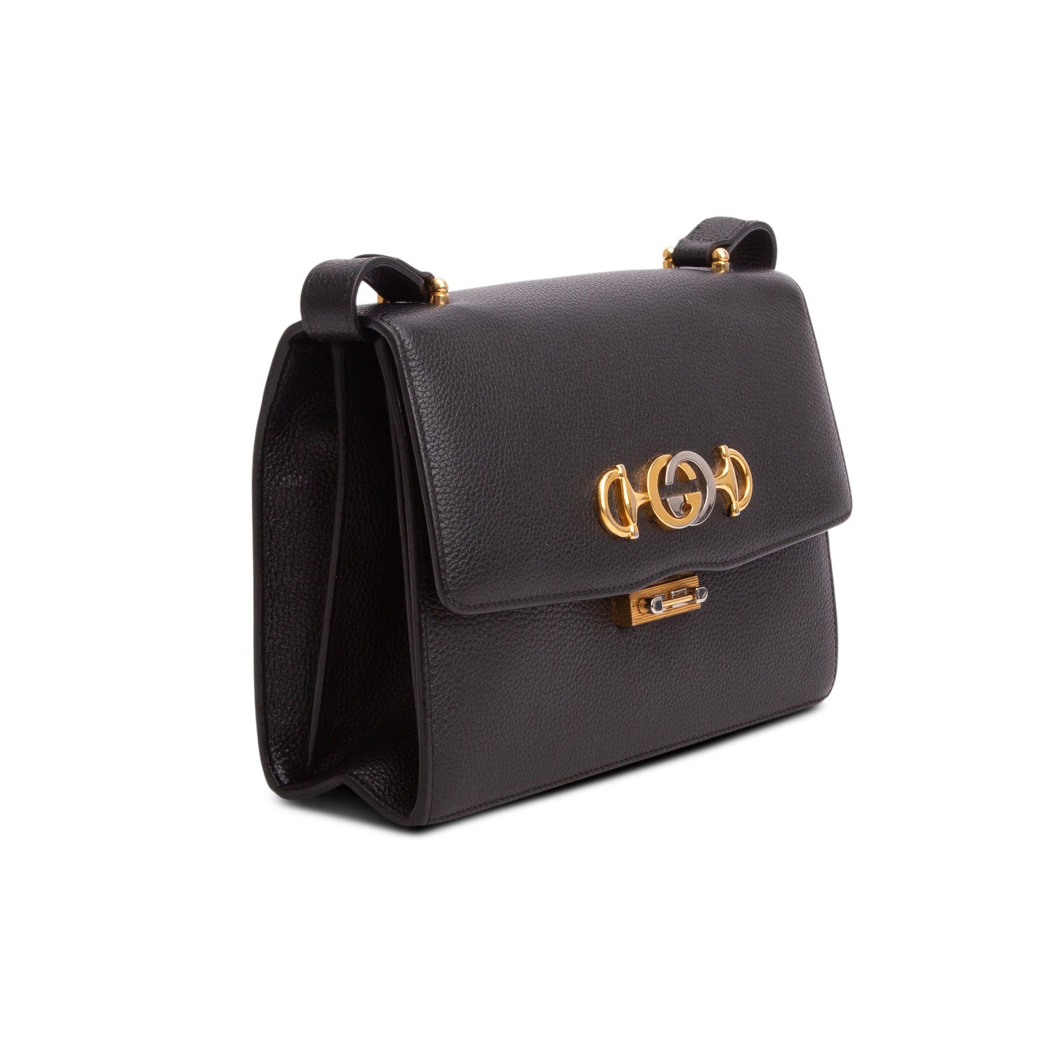Gucci Black Grainy Calfskin Leather Small Zumi Shoulder Bag