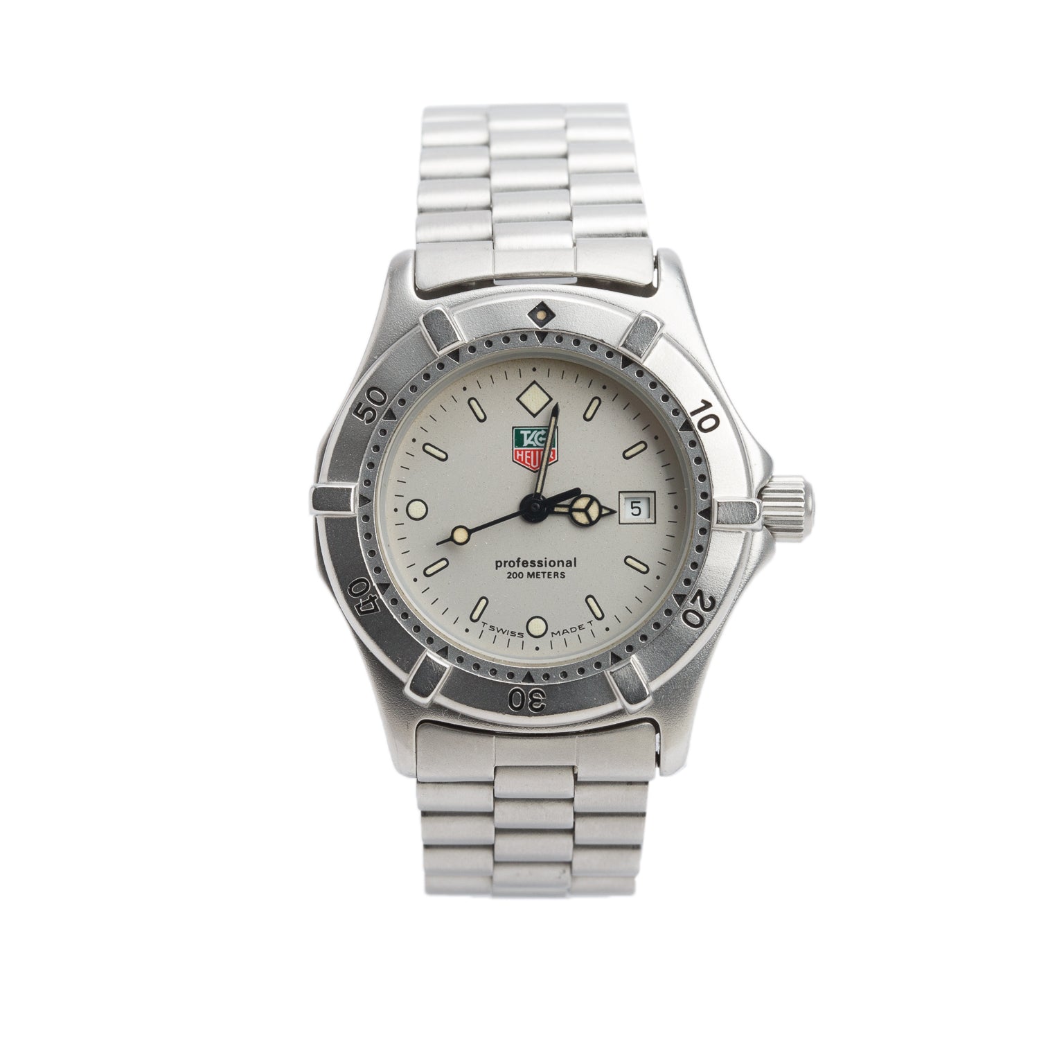 Tag Heuer Stainless Steel Professional 2000 30 MM Quartz Watch Silver Dial 962 21
