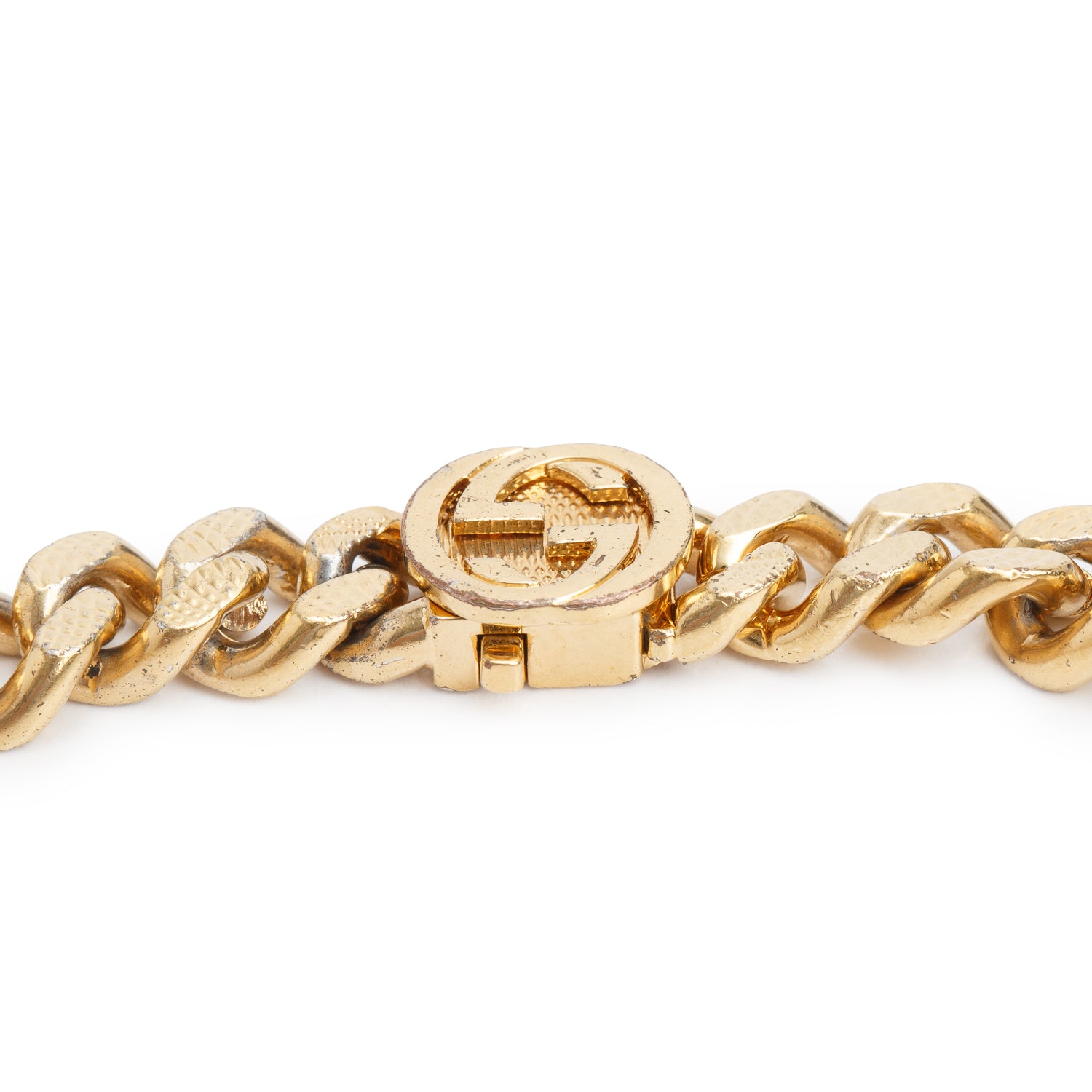 Gucci Gold-Plated Metal Interlocking G Logo Curb Link Chain Necklace w/ Box
