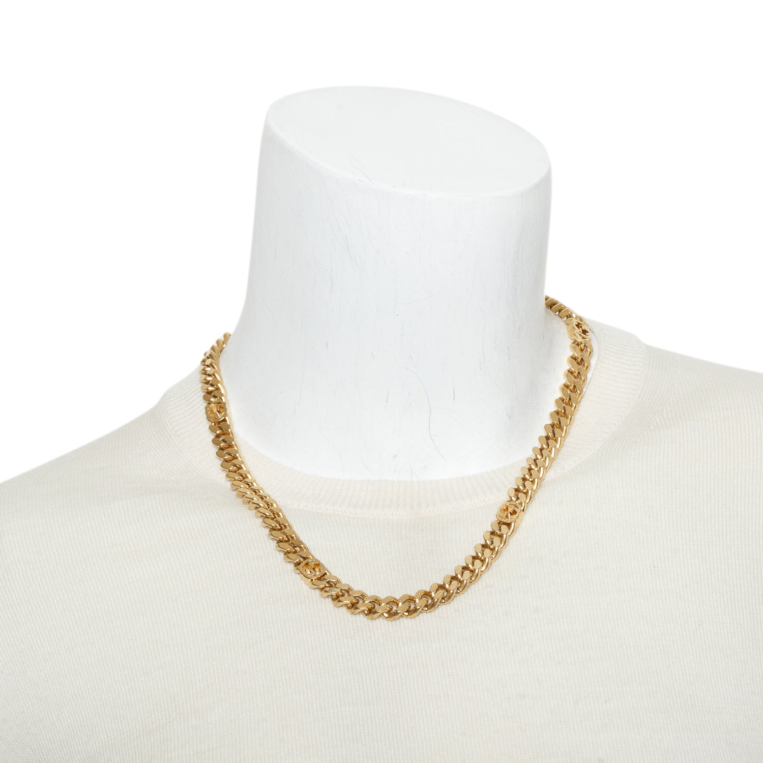 Gucci Gold-Plated Metal Interlocking G Logo Curb Link Chain Necklace w/ Box