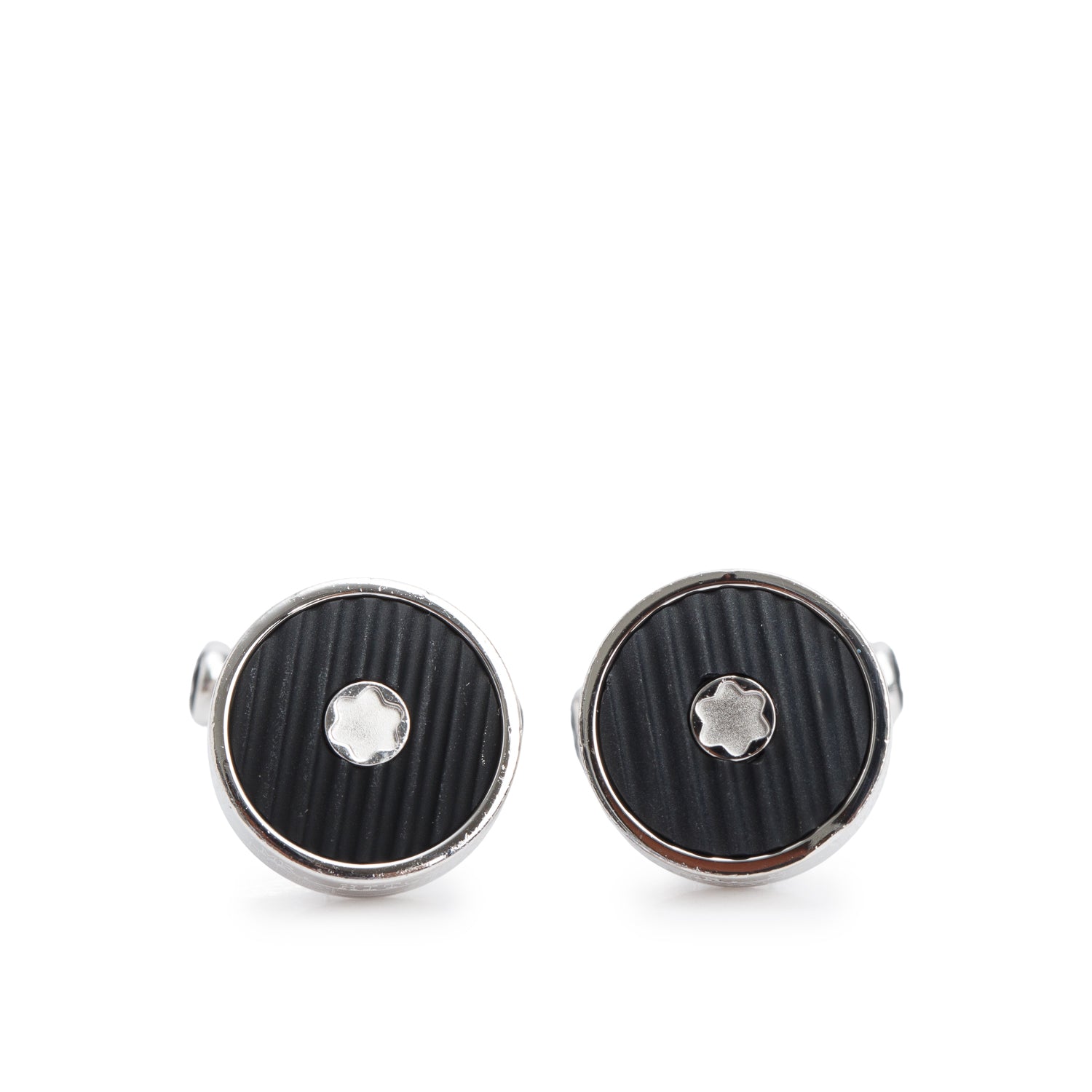 Montblanc Stainless Steel Black Resin Star Cufflinks